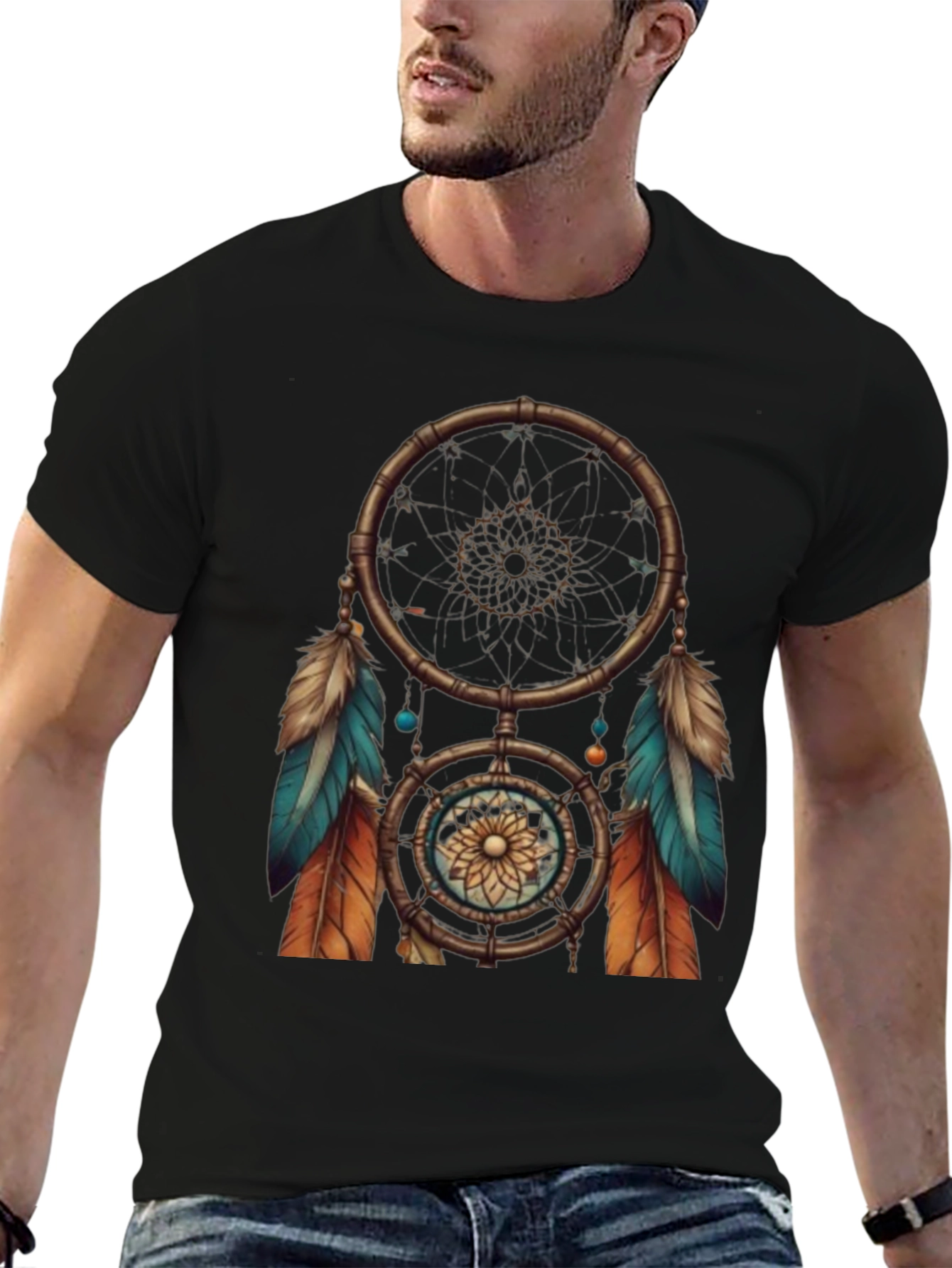 Dreamcatcher Graphic Tee - Black Cotton T-Shirt