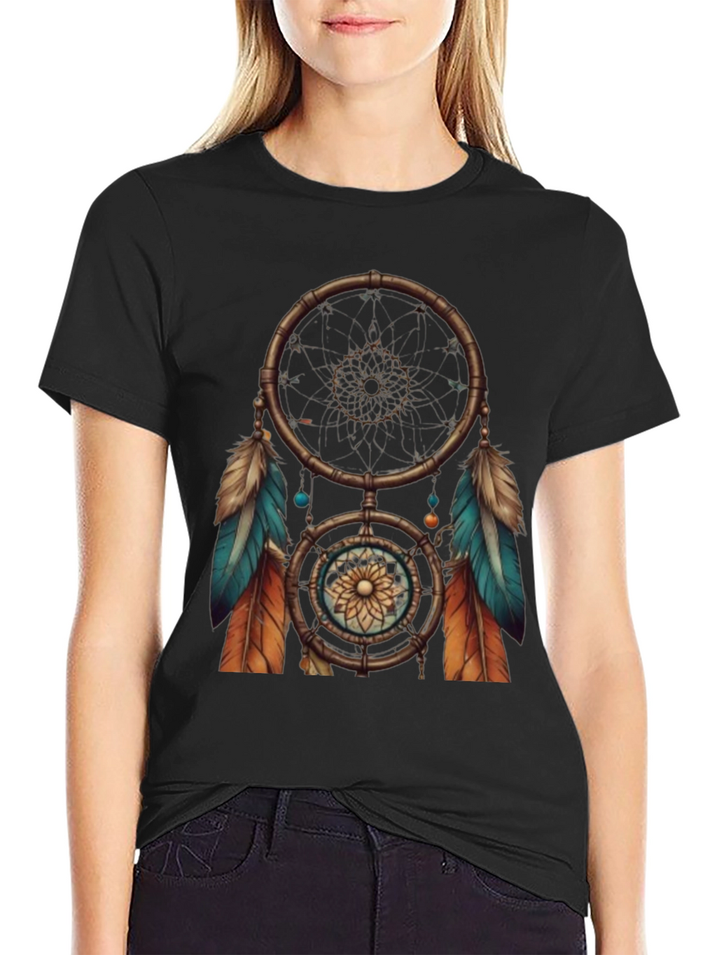 Dreamcatcher Graphic Tee - Black Cotton T-Shirt