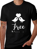 Love Birds Graphic Black T-Shirt