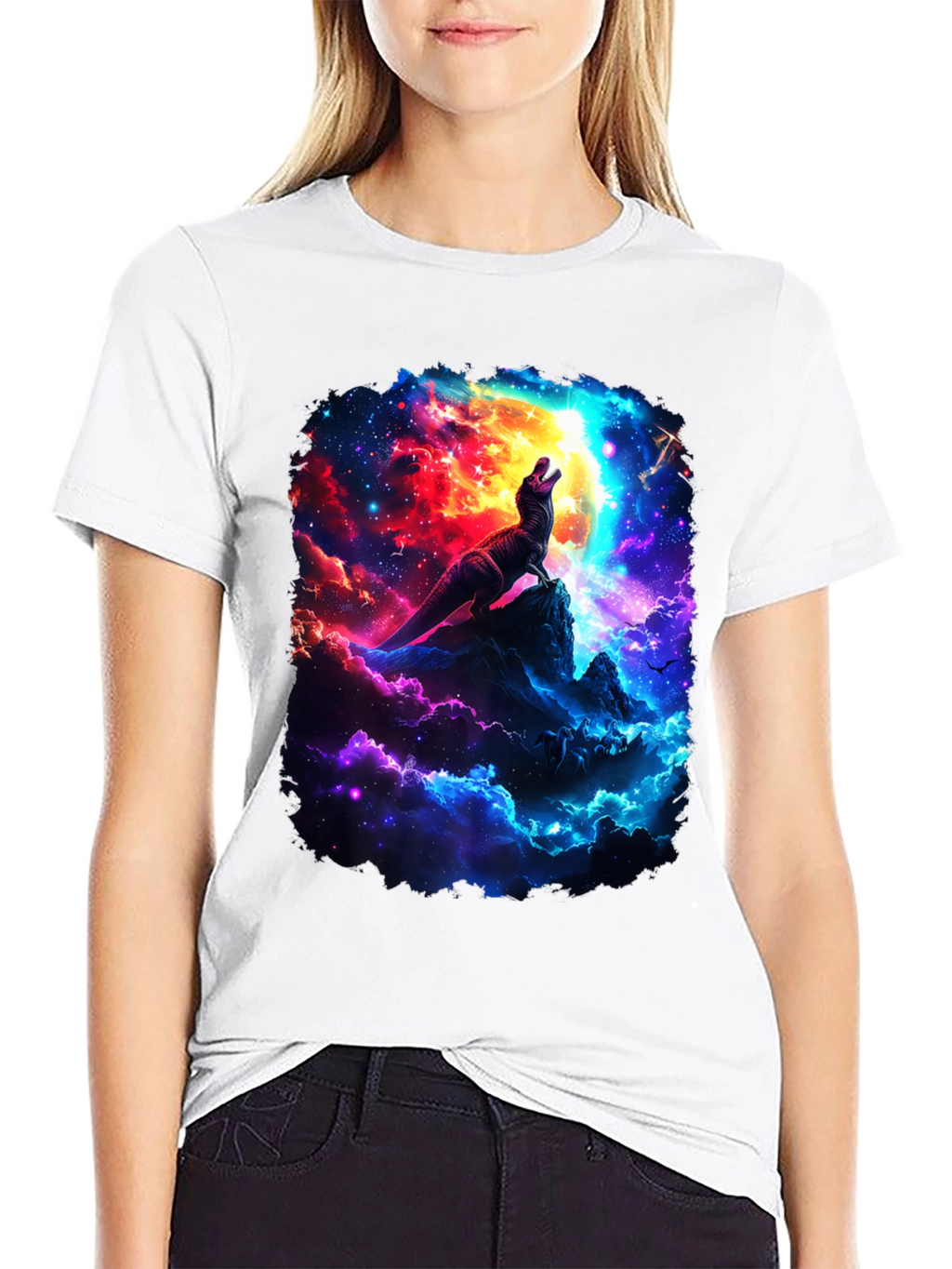 Dinosaur Galaxy T-Shirt - Black Graphic Tee