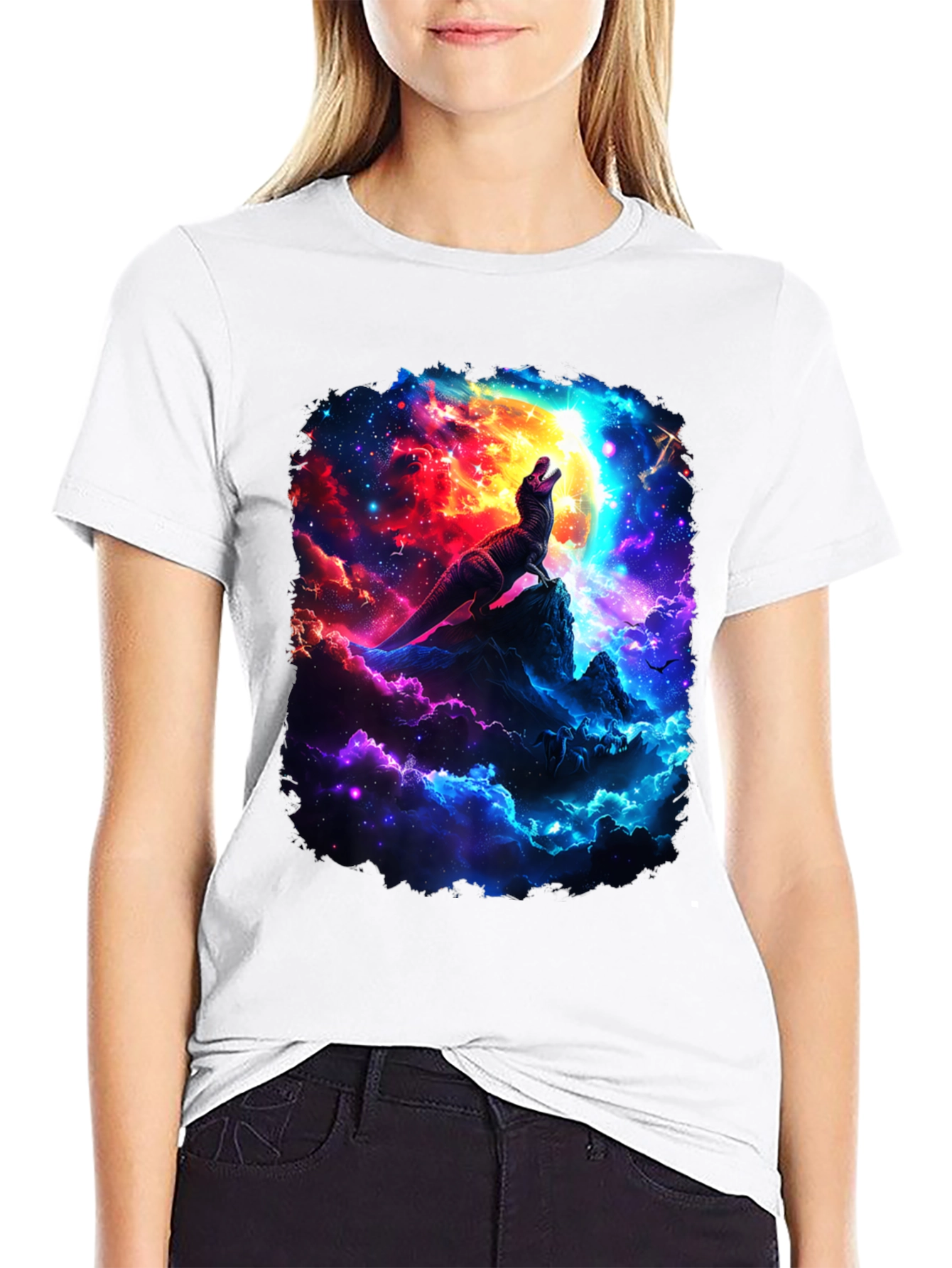 Dinosaur Galaxy T-Shirt - Black Graphic Tee