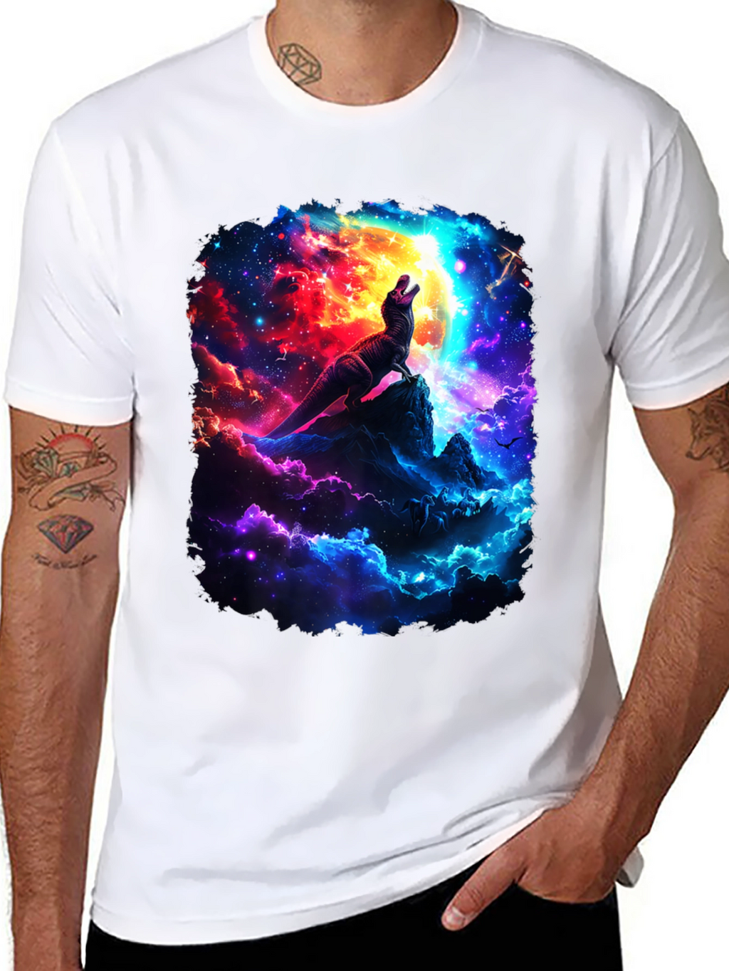 Dinosaur Galaxy T-Shirt - Black Graphic Tee