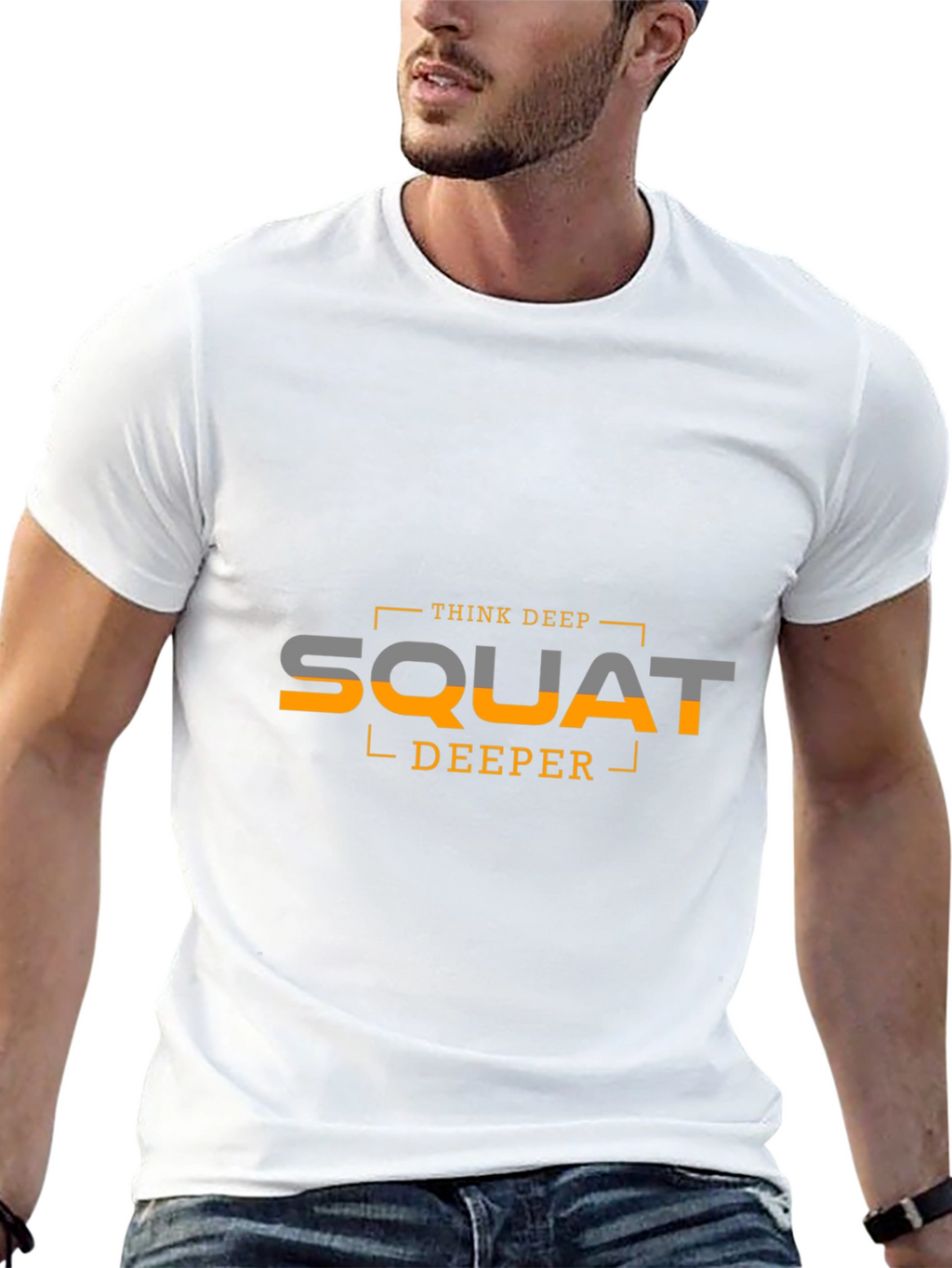 Think Deep Squat Deeper Black Graphic Tee