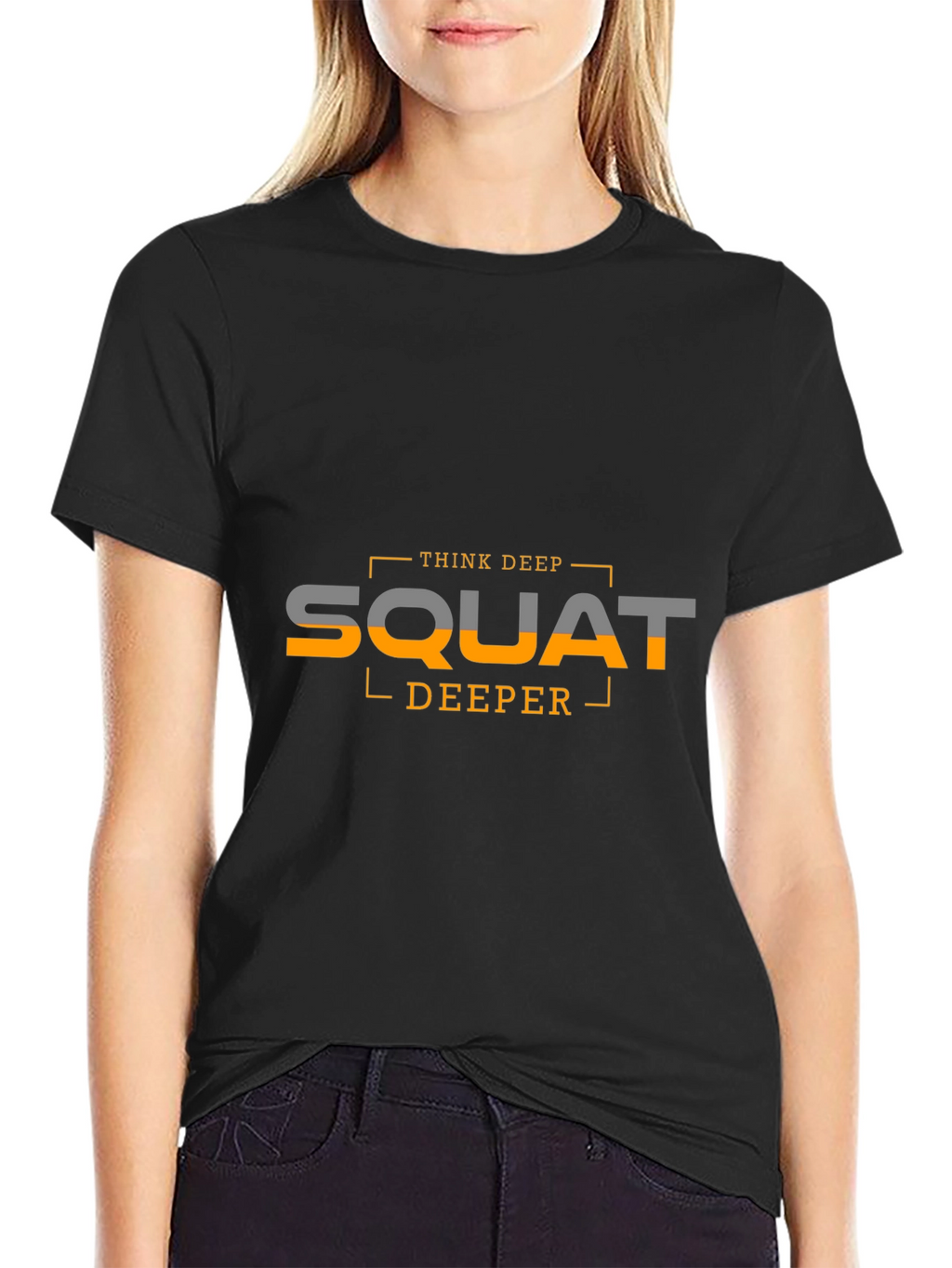 Think Deep Squat Deeper Black Graphic Tee