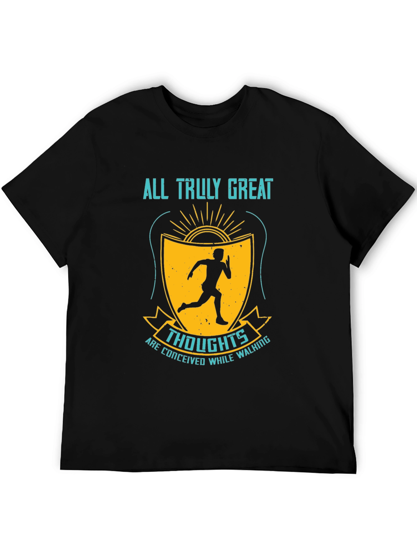 Inspirational Running T-Shirt - Great Thoughts While Walking