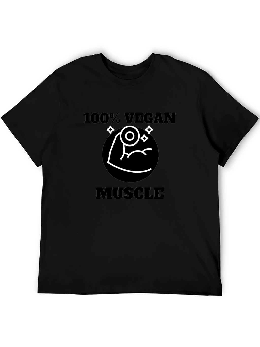 100% Vegan Muscle T-Shirt - Black Short Sleeve