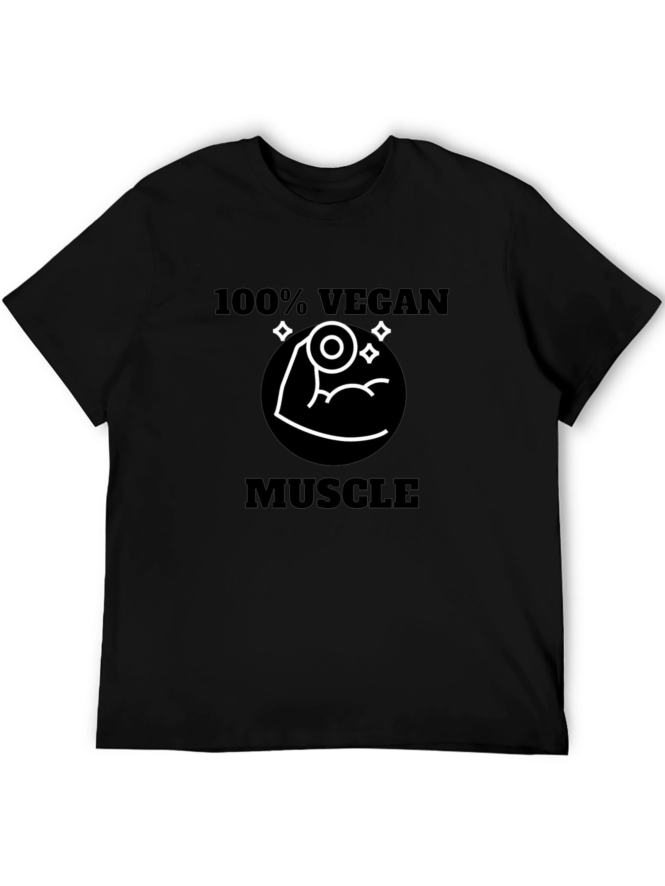 100% Vegan Muscle T-Shirt - Black Short Sleeve
