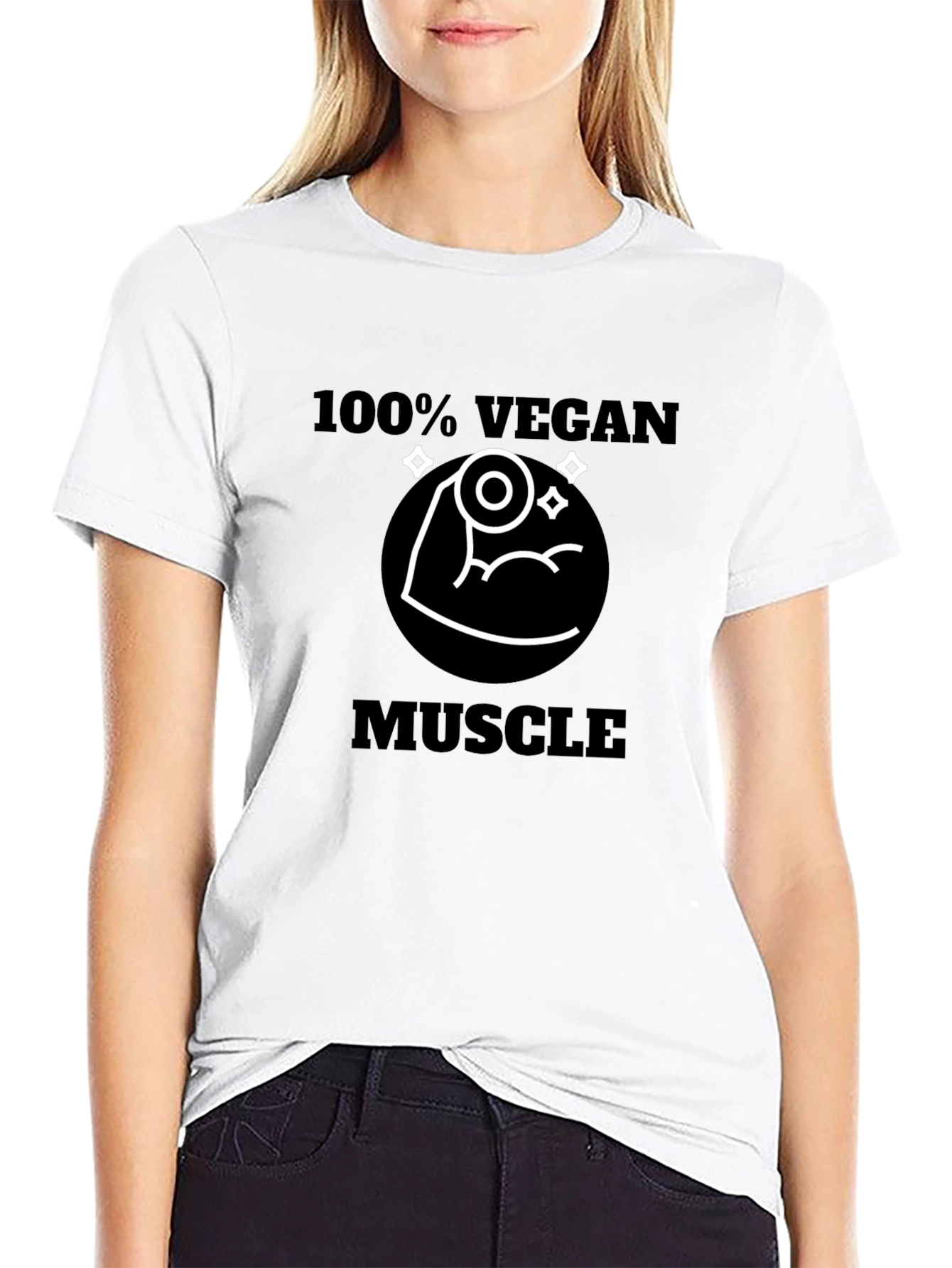 100% Vegan Muscle T-Shirt - Black Short Sleeve