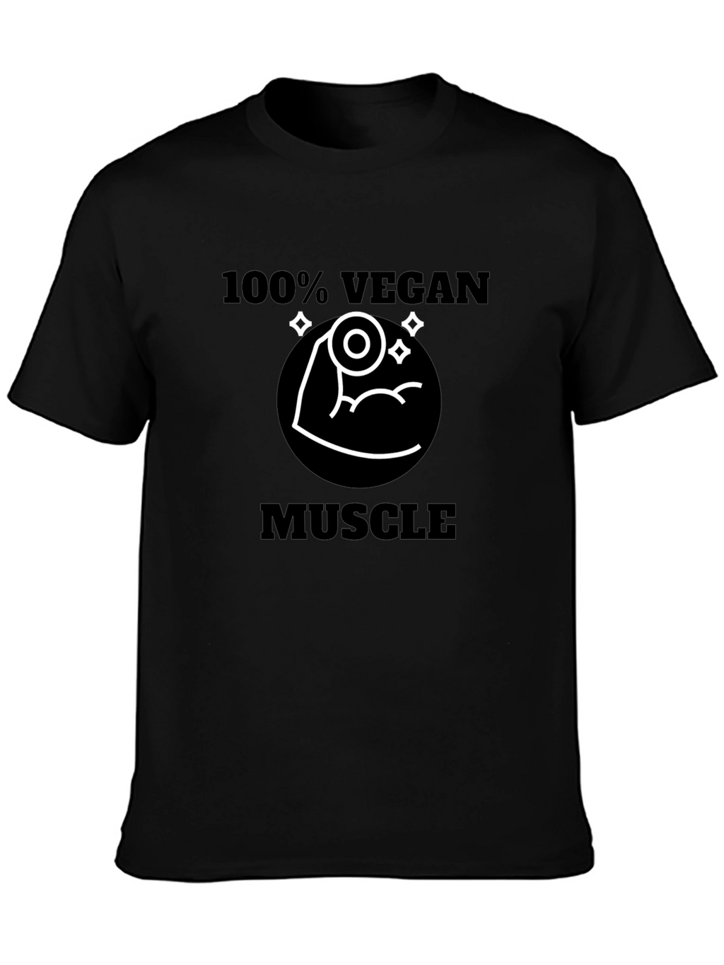 100% Vegan Muscle T-Shirt - Black Short Sleeve