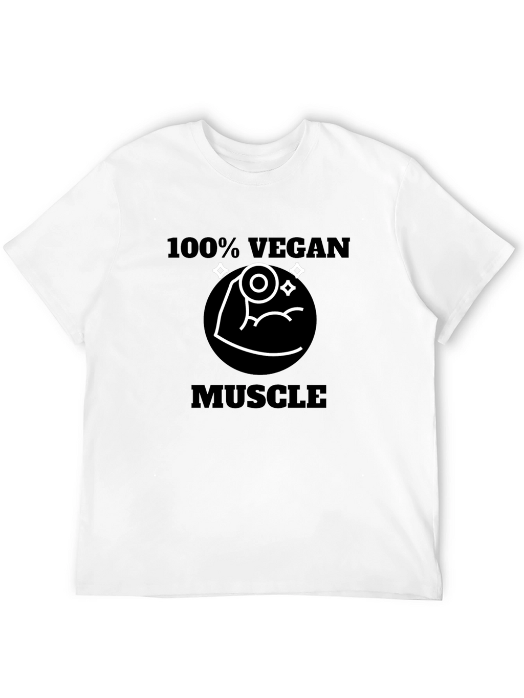 100% Vegan Muscle T-Shirt - Black Short Sleeve