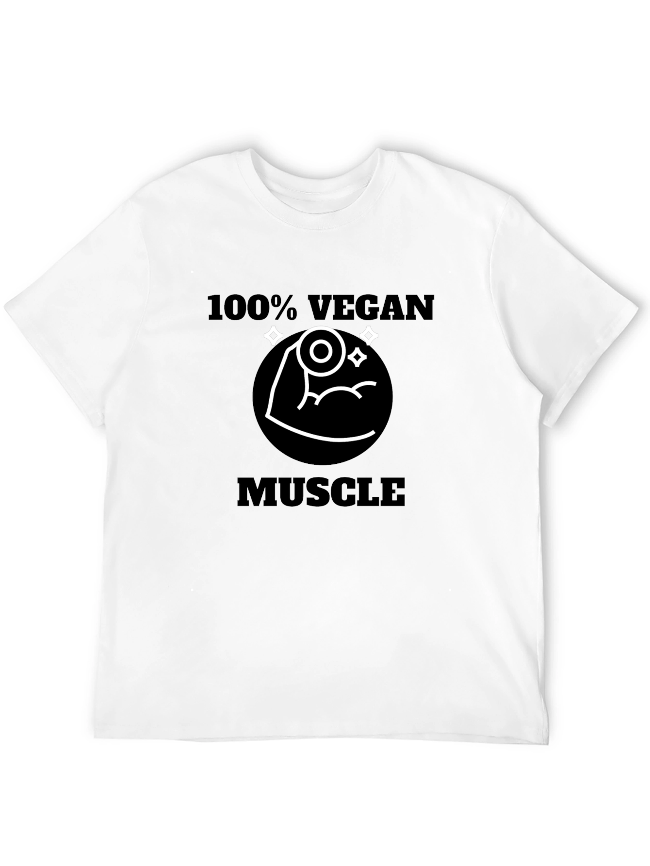 100% Vegan Muscle T-Shirt - Black Short Sleeve