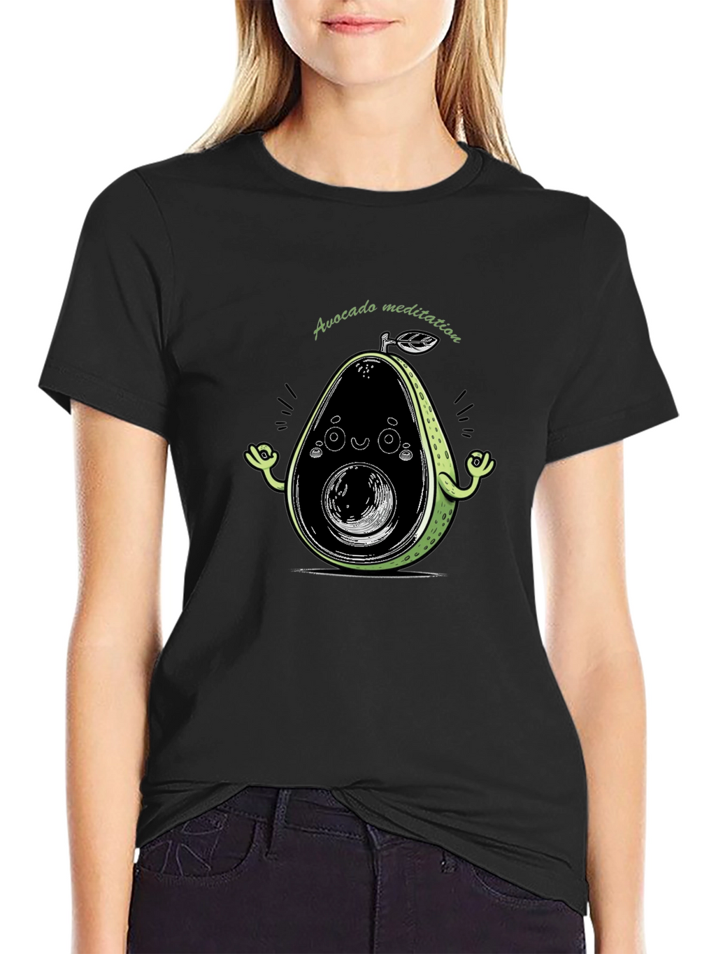 Avocado Meditation Black T-Shirt