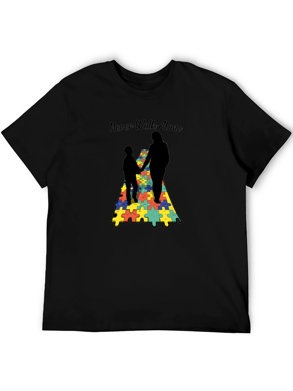 Never Walk Alone Autism Puzzle T-Shirt