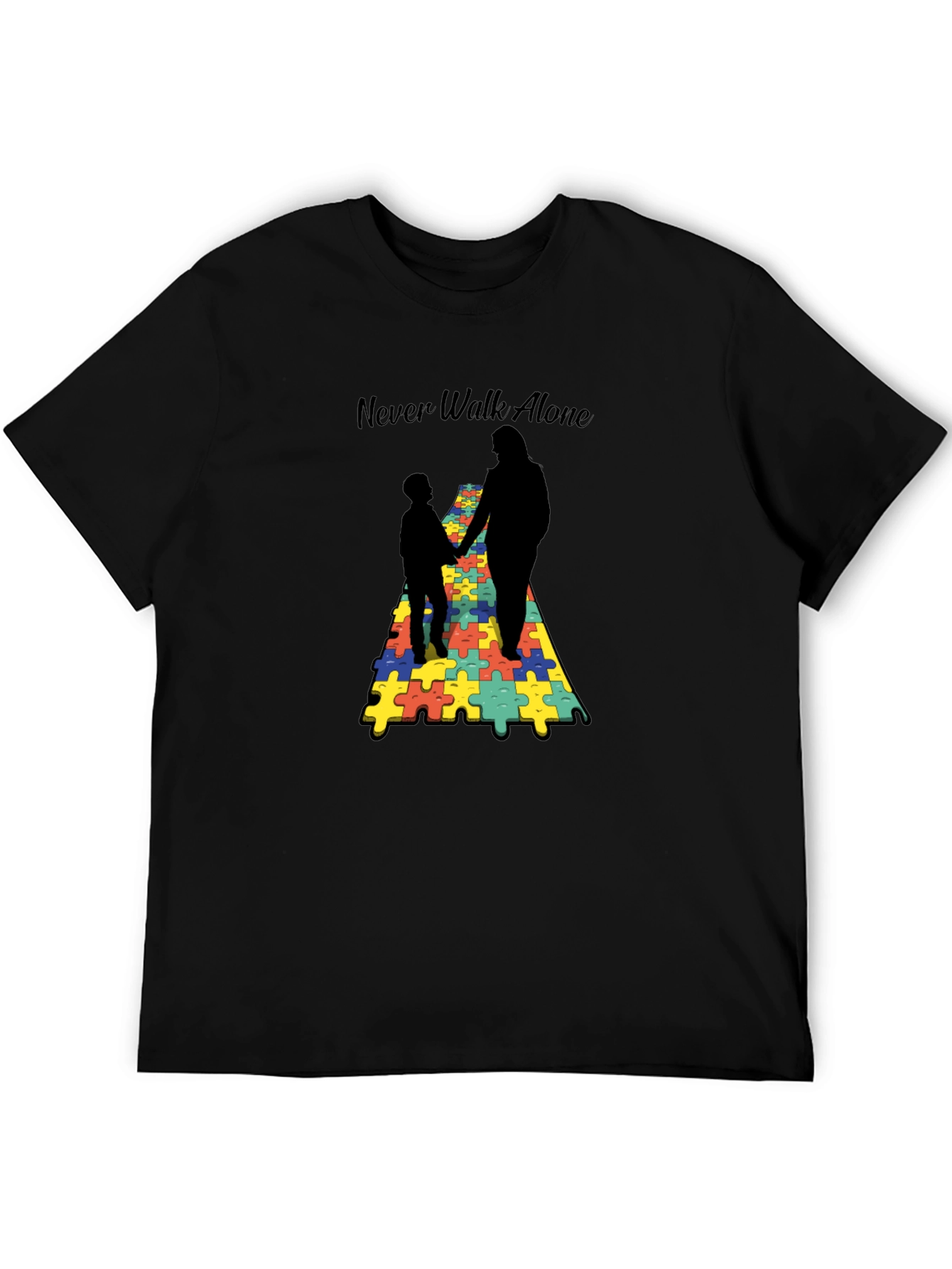 Never Walk Alone Autism Puzzle T-Shirt
