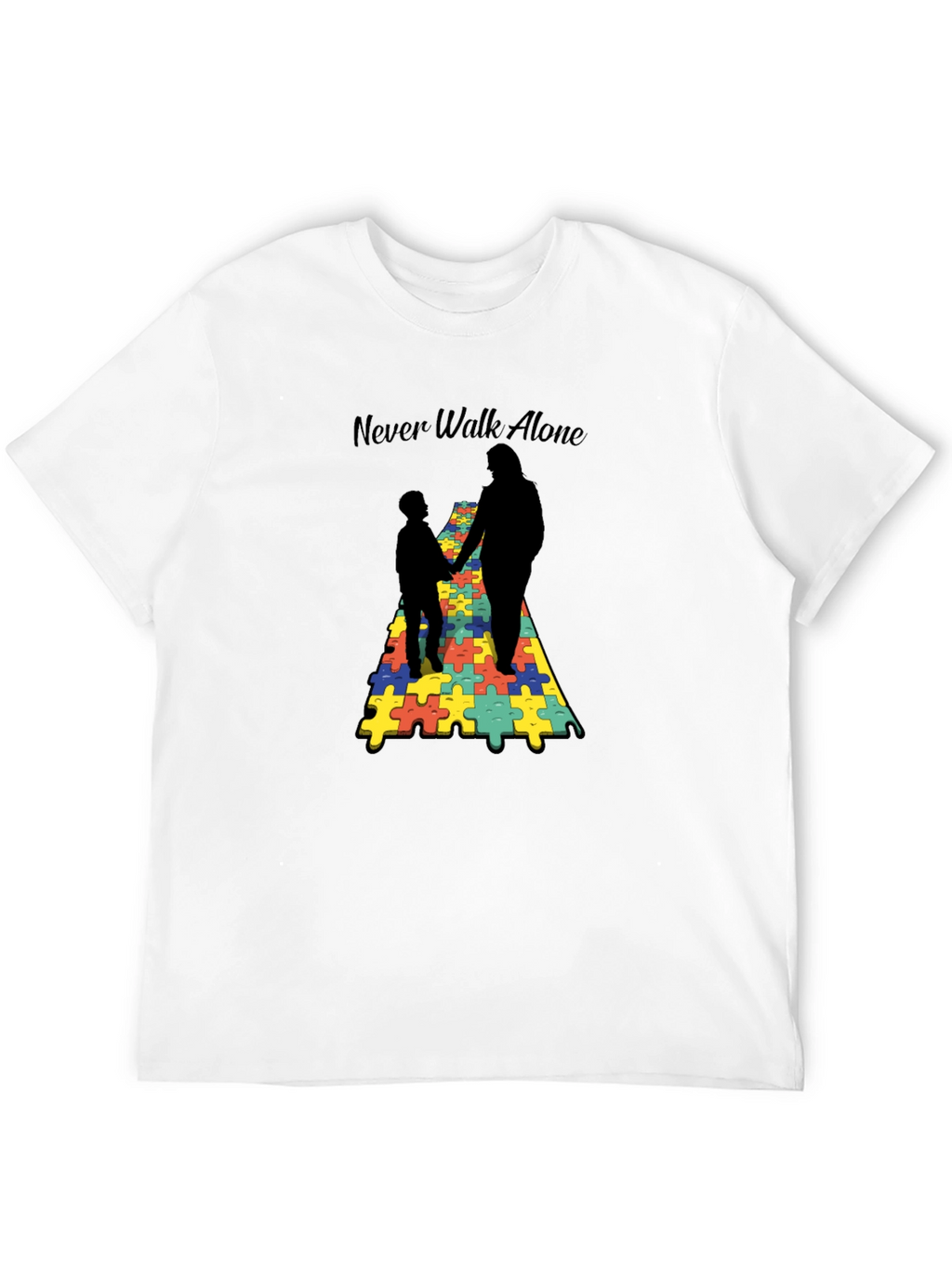 Never Walk Alone Autism Puzzle T-Shirt