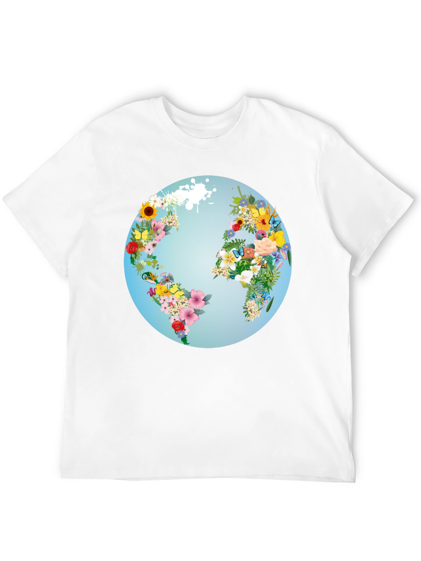 Floral World Map Graphic Tee