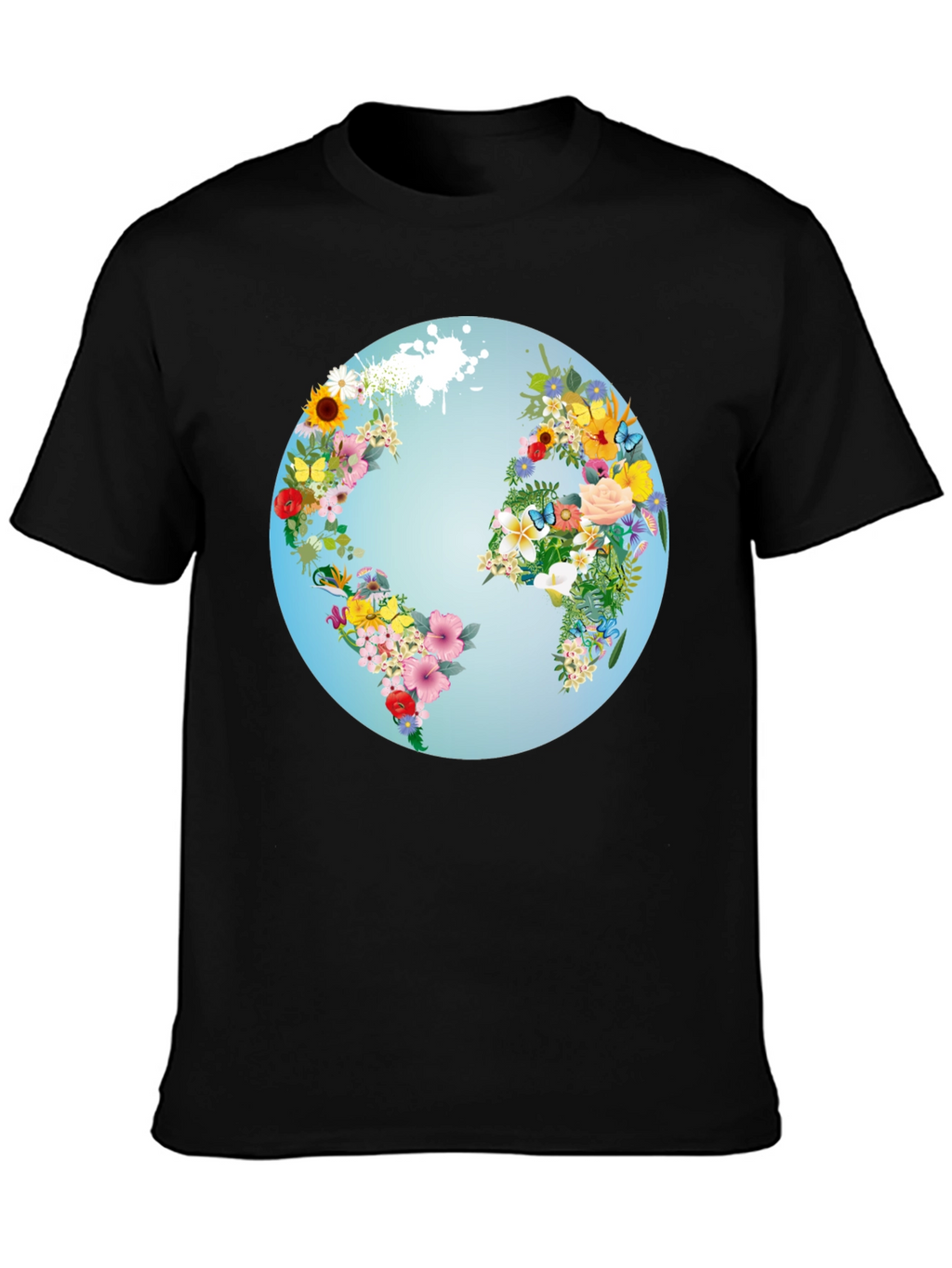 Floral World Map Graphic Tee