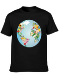 Floral World Map Graphic Tee