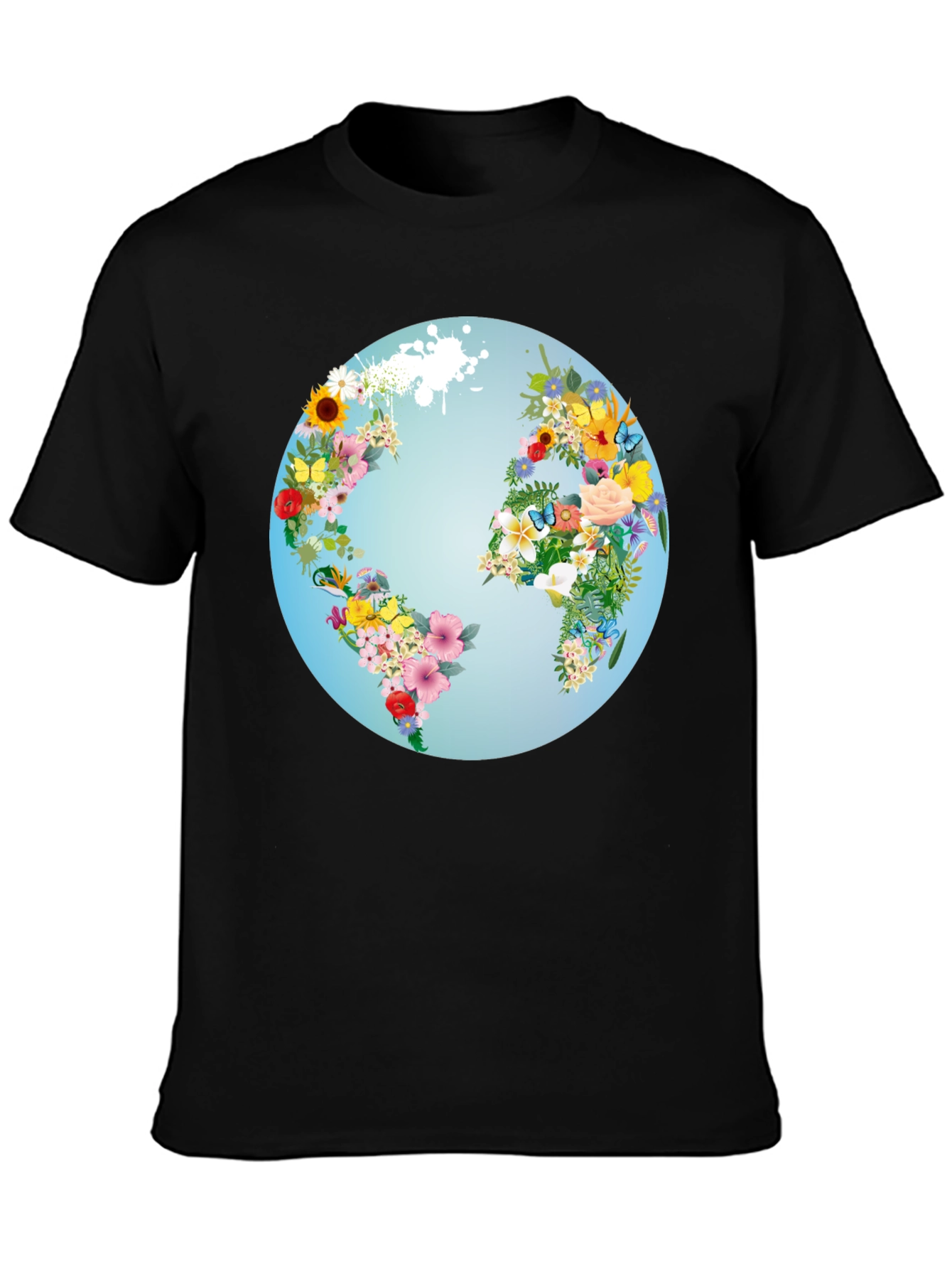 Floral World Map Graphic Tee