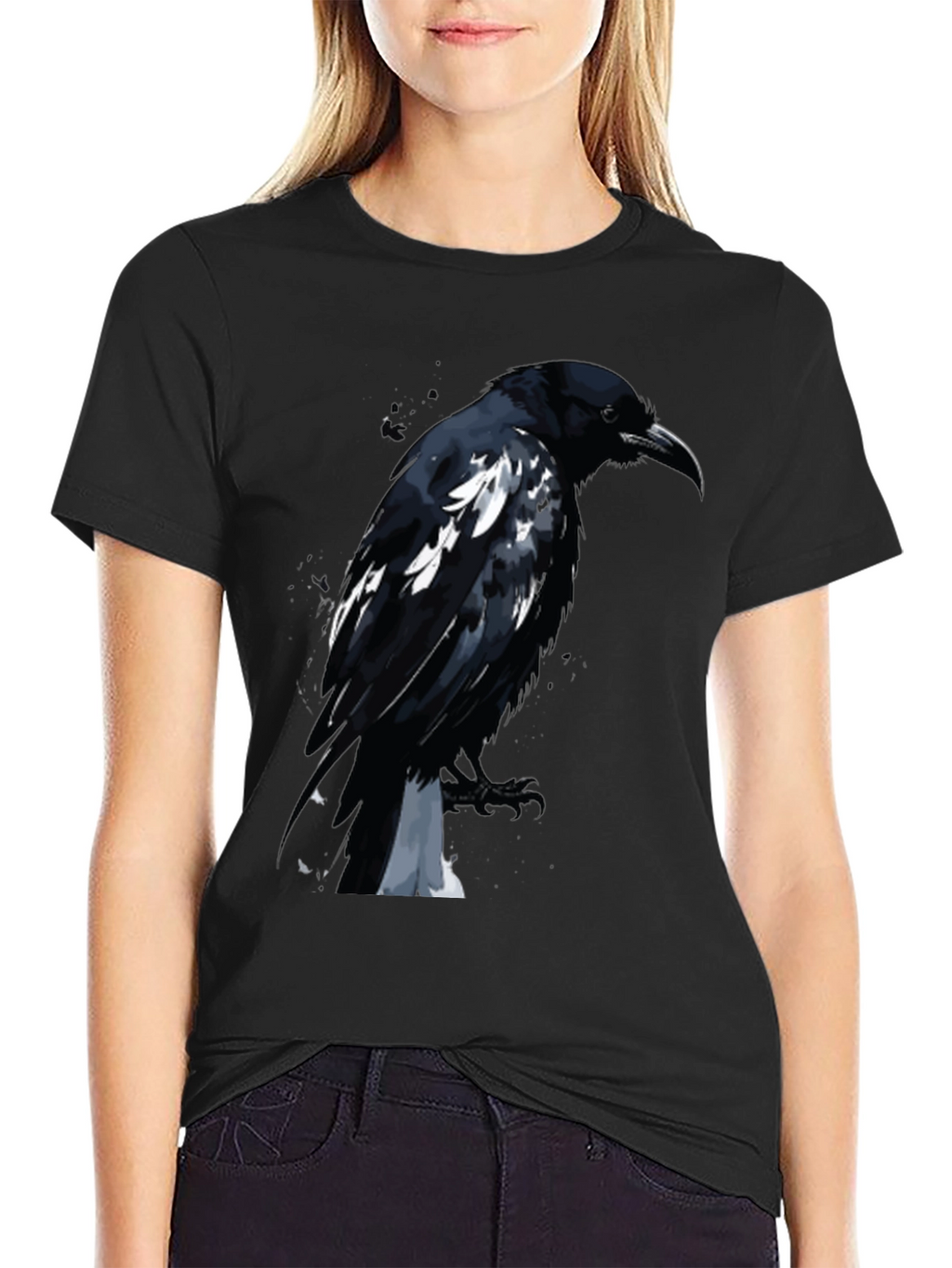Raven Graphic Tee - Black Cotton T-Shirt