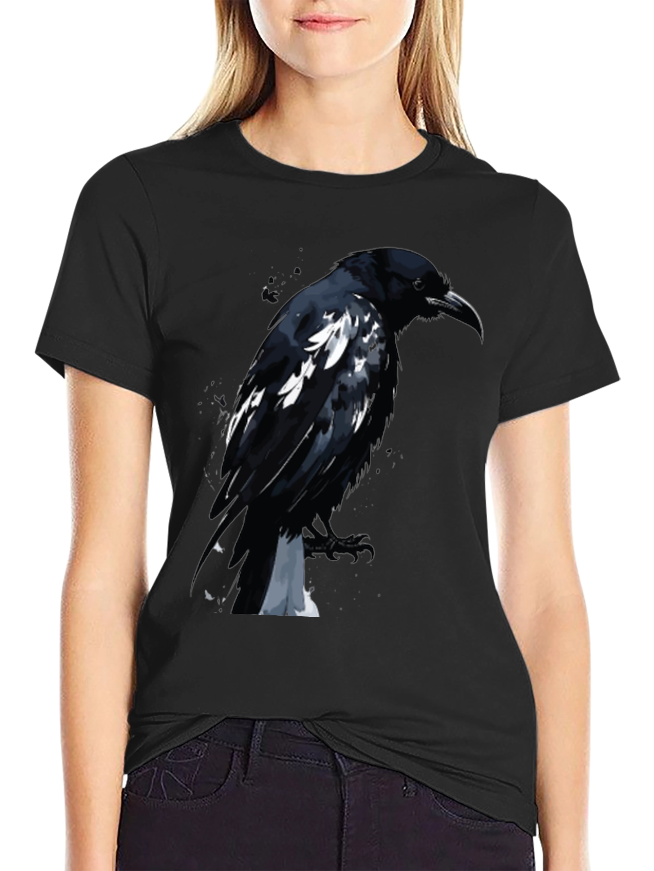 Raven Graphic Tee - Black Cotton T-Shirt