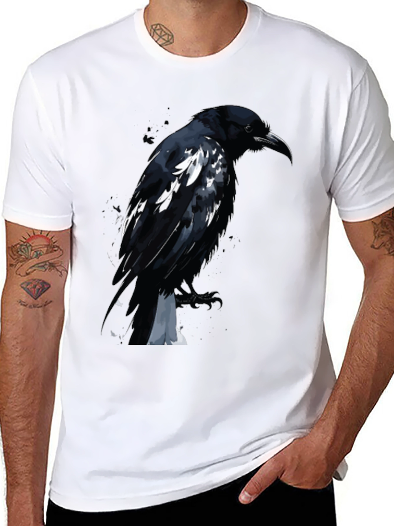 Raven Graphic Tee - Black Cotton T-Shirt