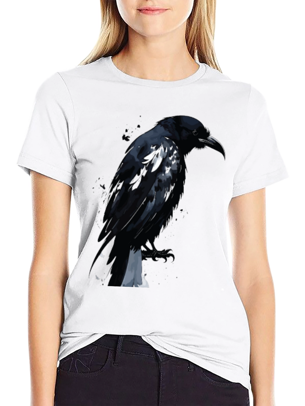 Raven Graphic Tee - Black Cotton T-Shirt