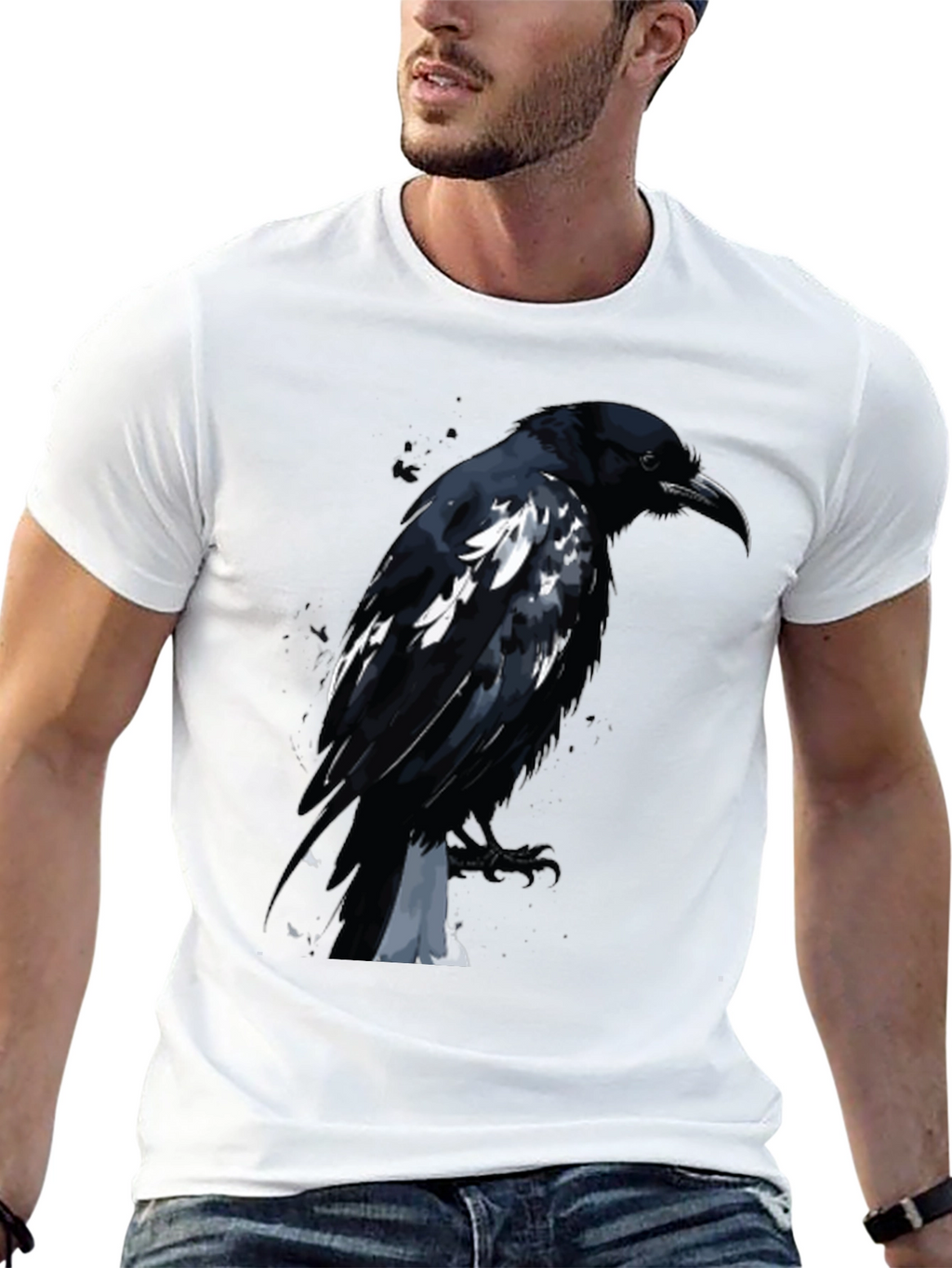Raven Graphic Tee - Black Cotton T-Shirt