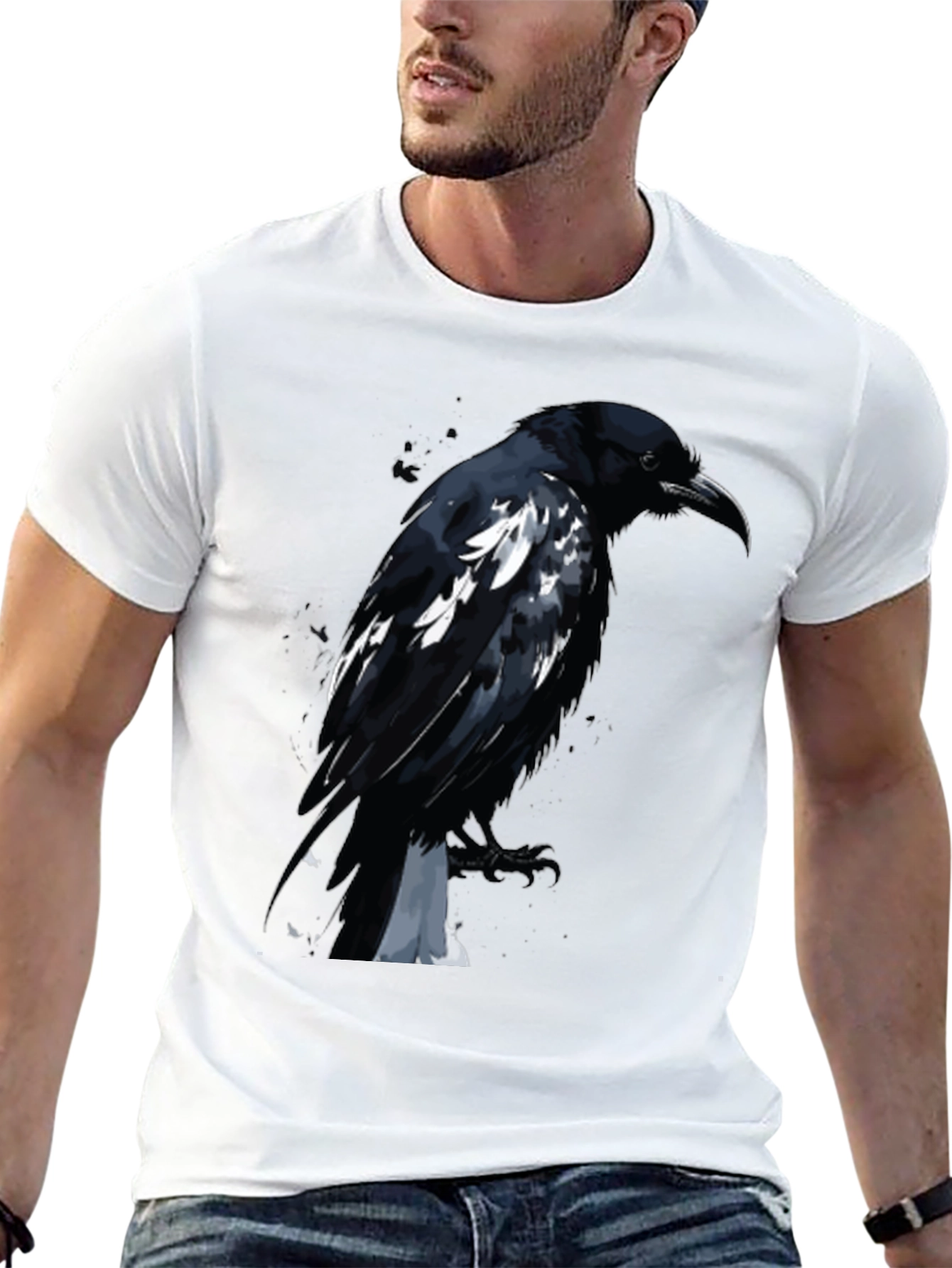 Raven Graphic Tee - Black Cotton T-Shirt