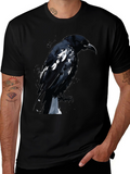 Raven Graphic Tee - Black Cotton T-Shirt