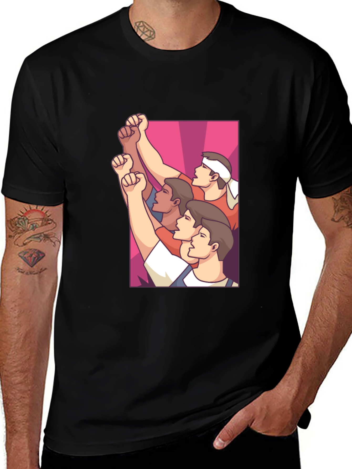 Black Graphic Tee - Mens Solidarity Fist T-Shirt