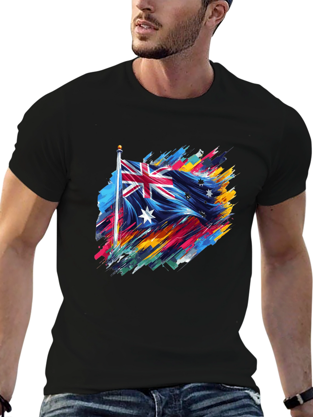 Abstract Australia Flag Graphic T-Shirt