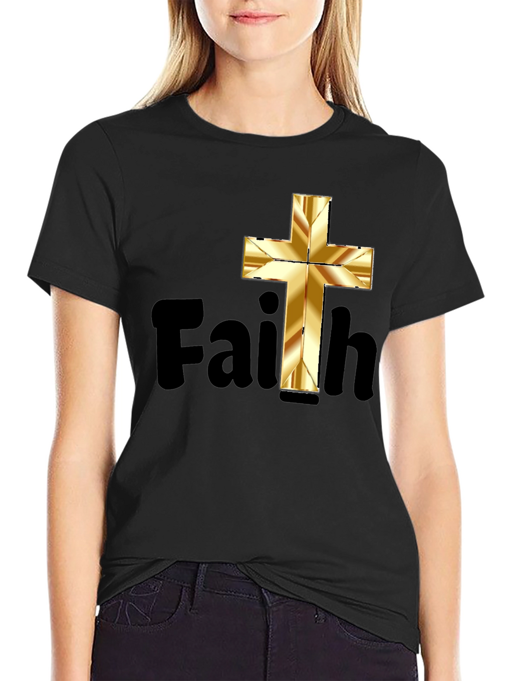 Faith Graphic Tee - Golden Cross Design