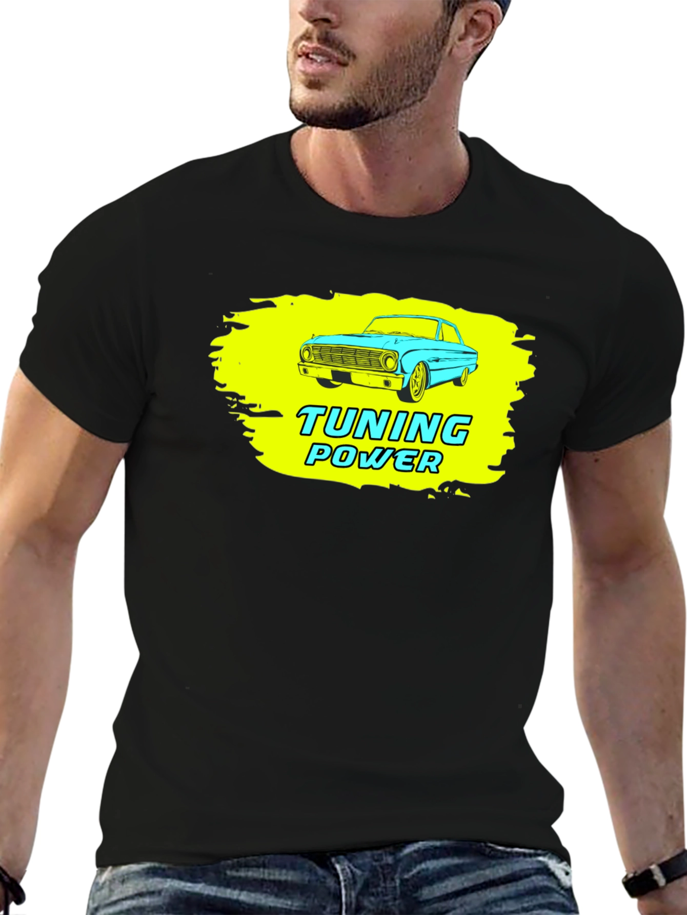 Tuning Power Car Graphic Black T-Shirt