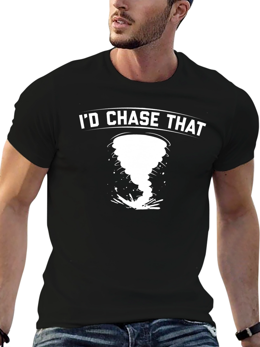 Id Chase That Tornado Black Graphic T-Shirt
