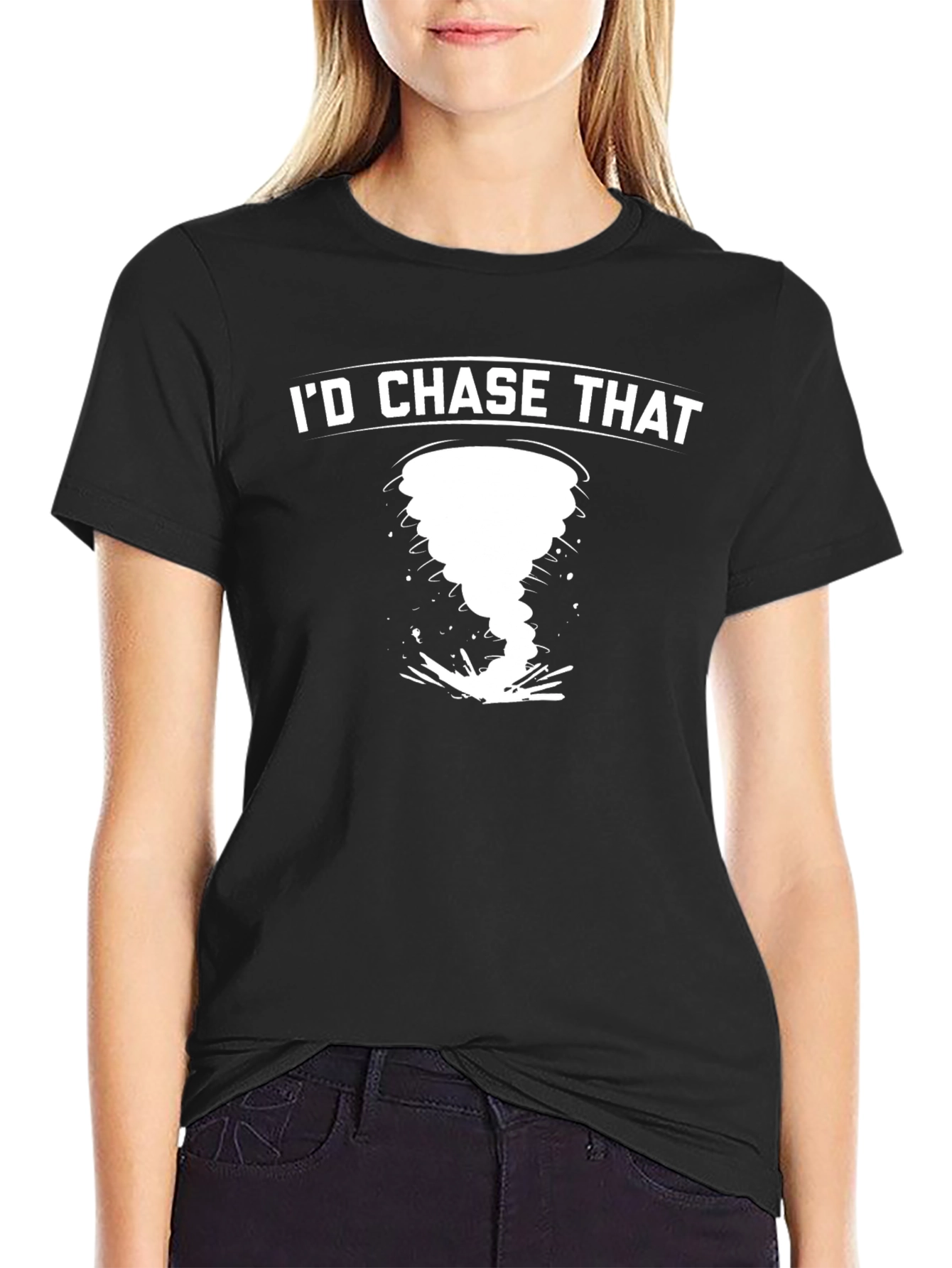 Id Chase That Tornado Black Graphic T-Shirt