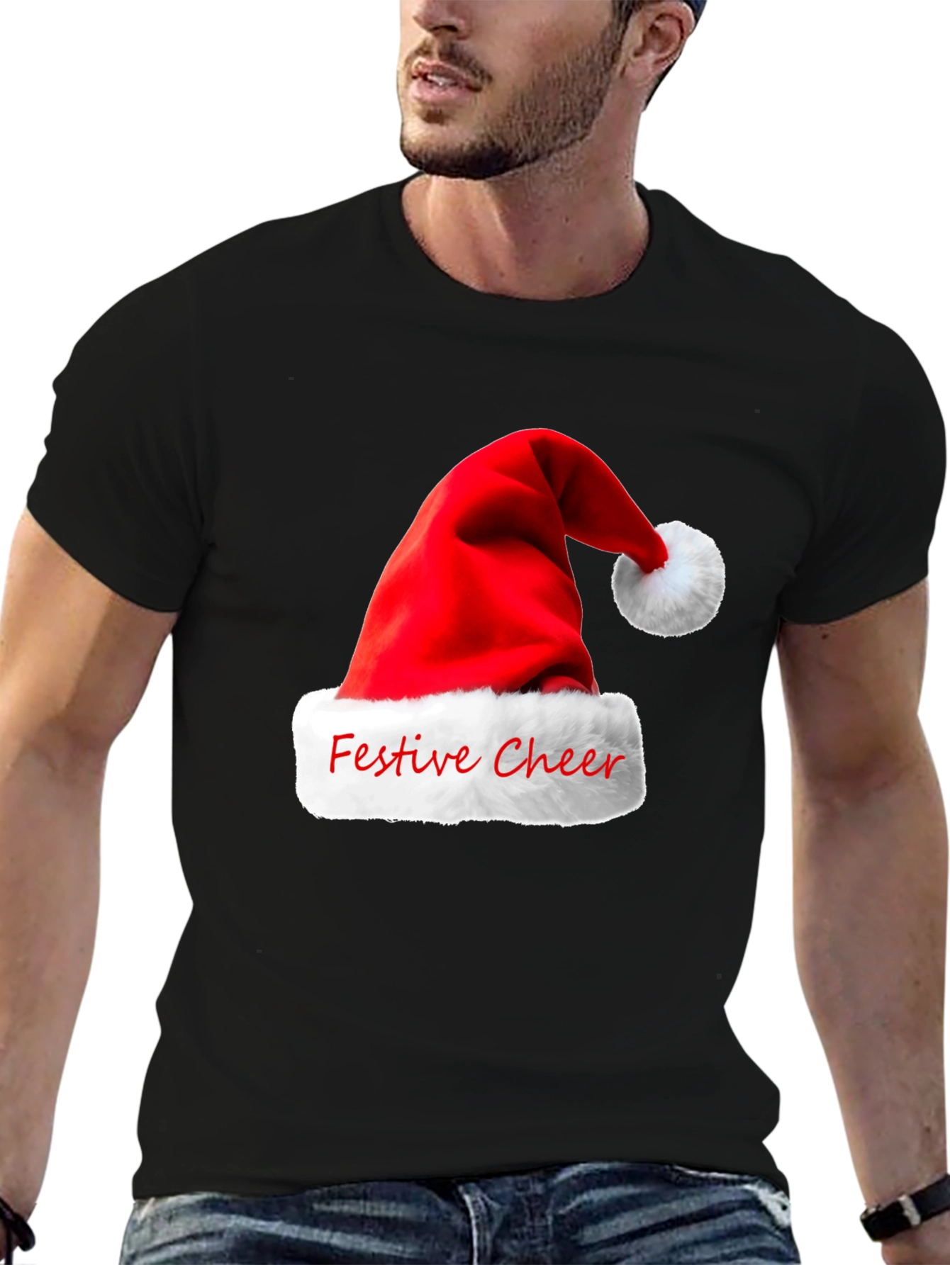 Festive Cheer Santa Hat Graphic T-Shirt