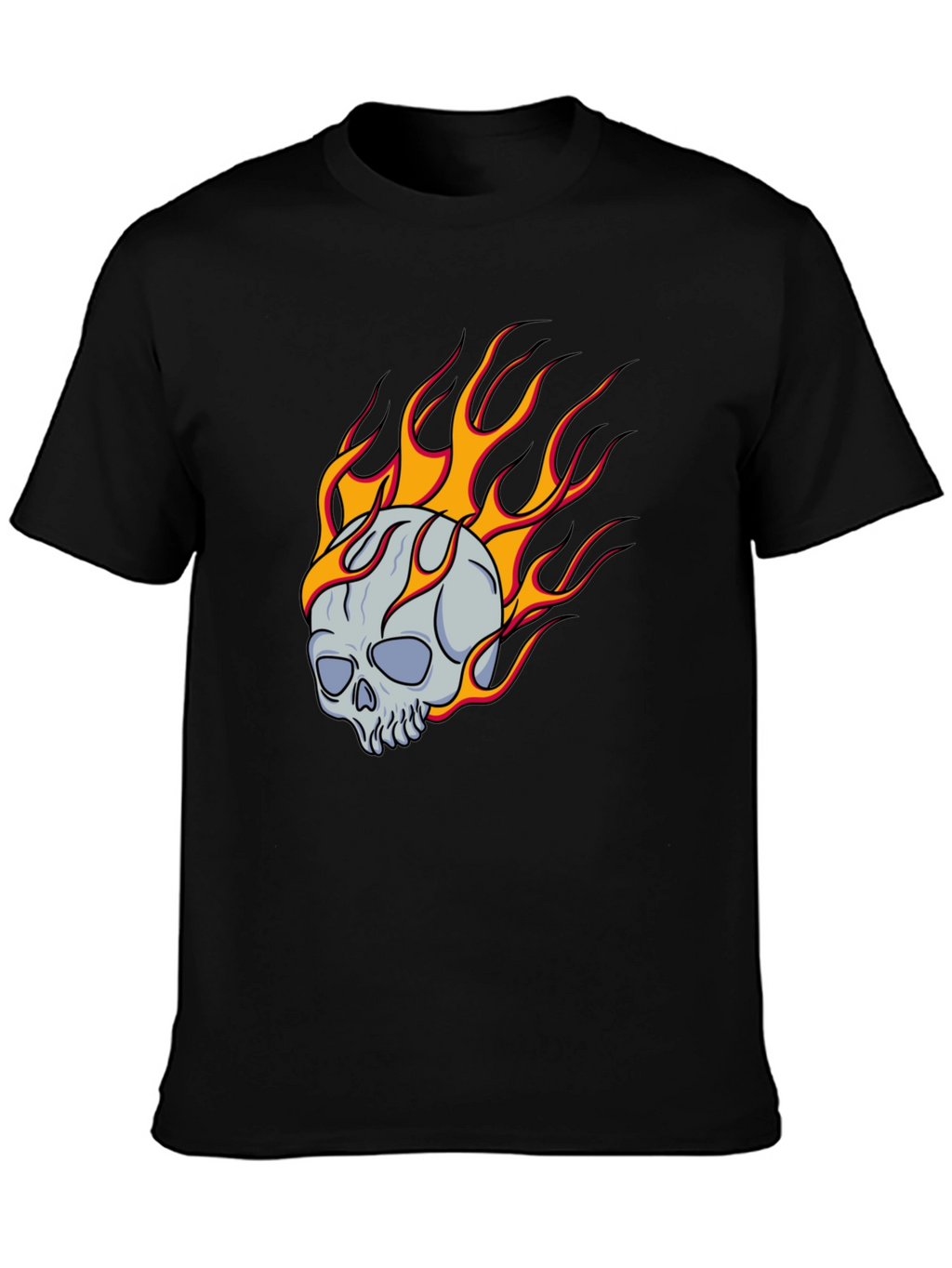 Flaming Skull Graphic Tee - Classic Black