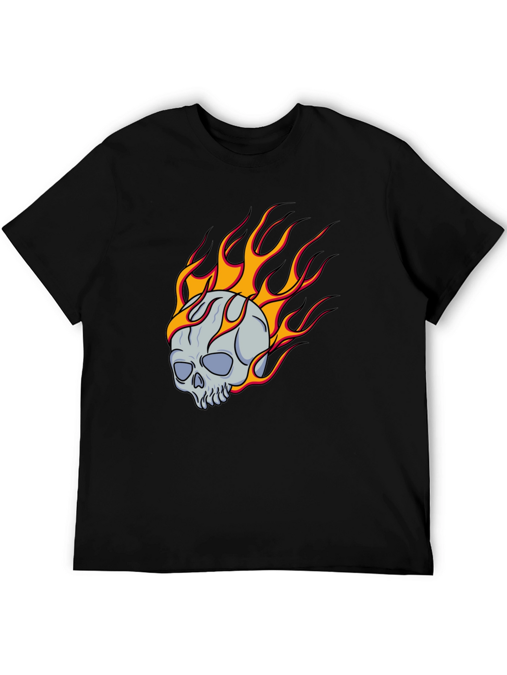 Flaming Skull Graphic Tee - Classic Black