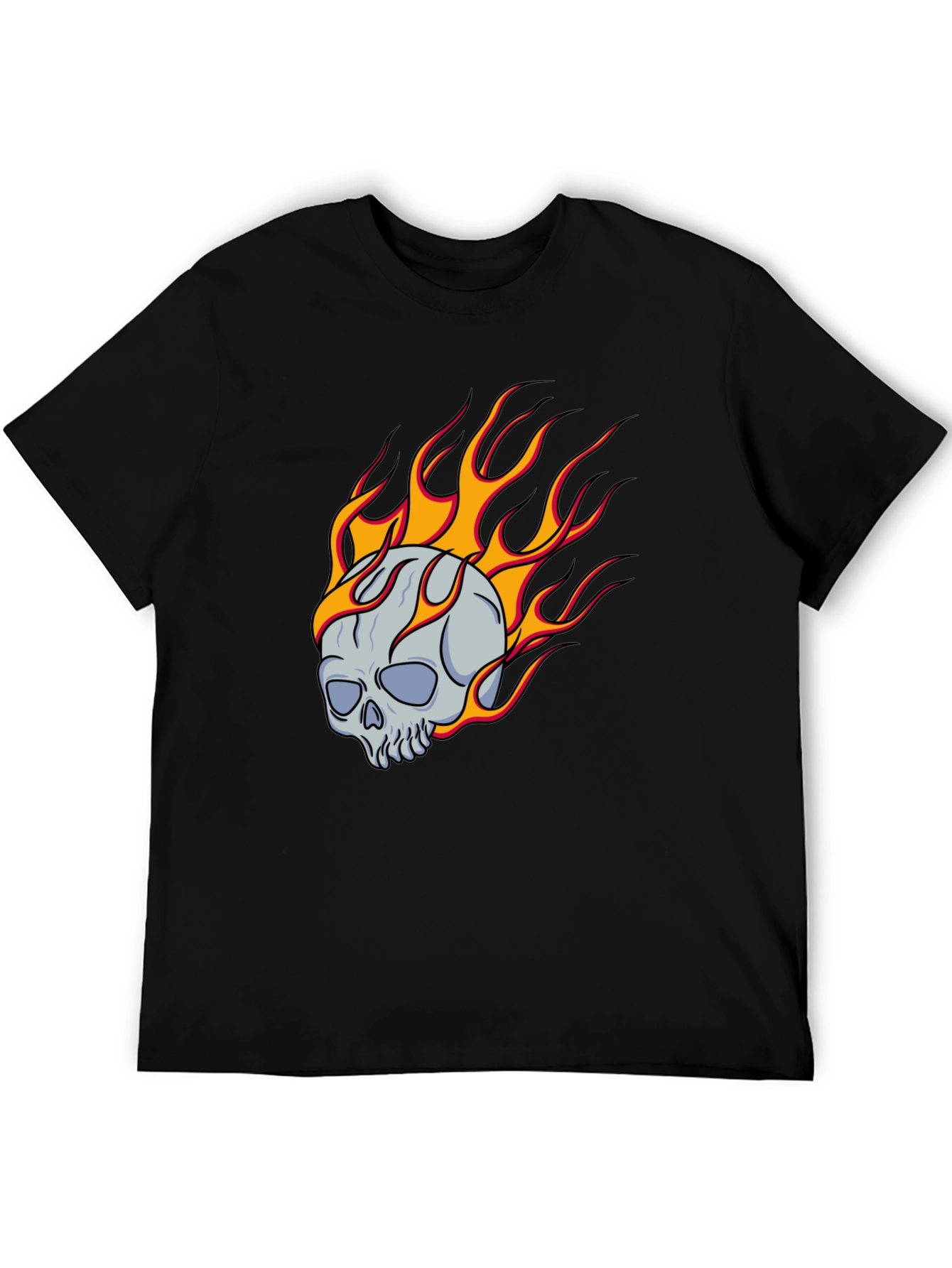 Flaming Skull Graphic Tee - Classic Black