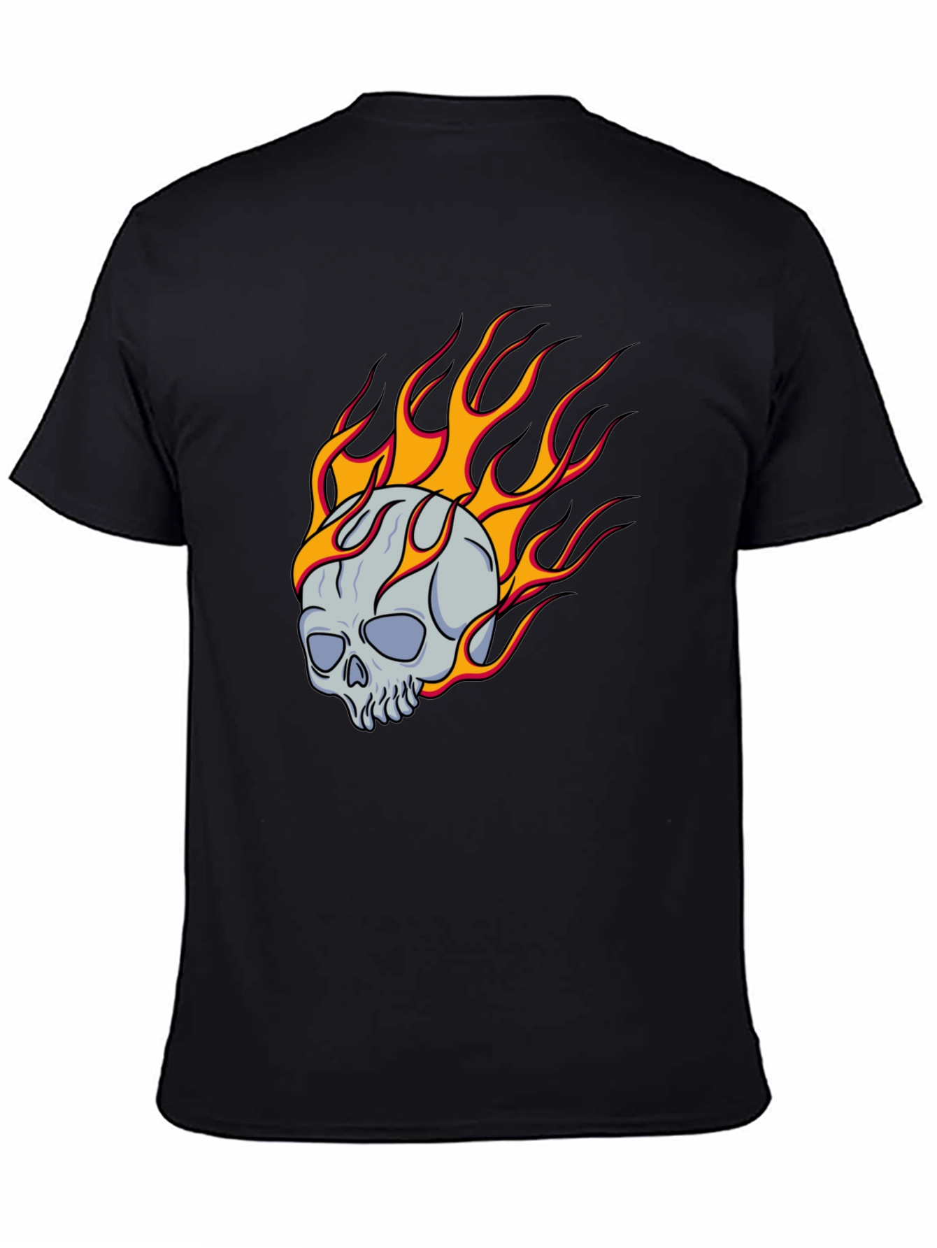 Flaming Skull Graphic Tee - Classic Black