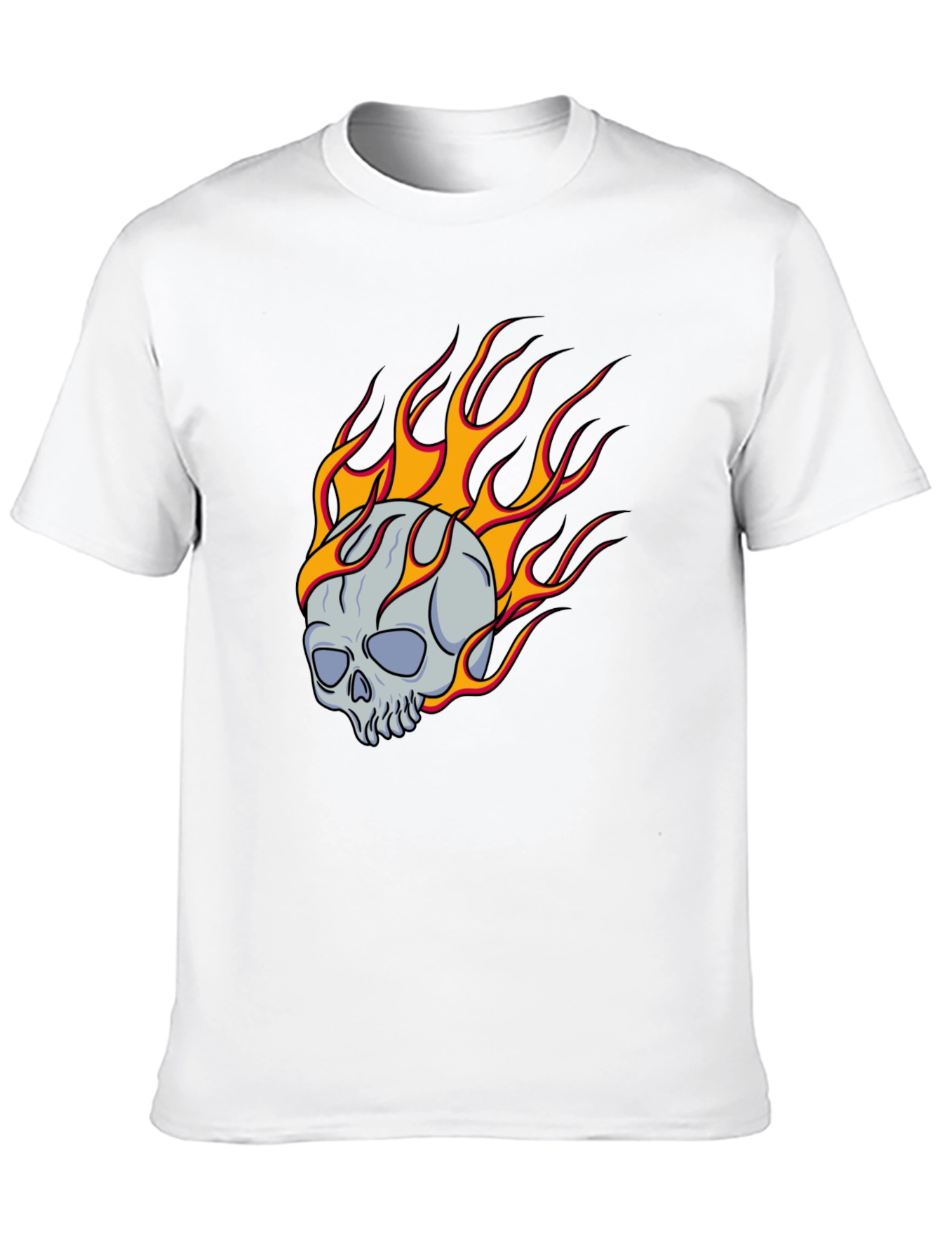 Flaming Skull Graphic Tee - Classic Black