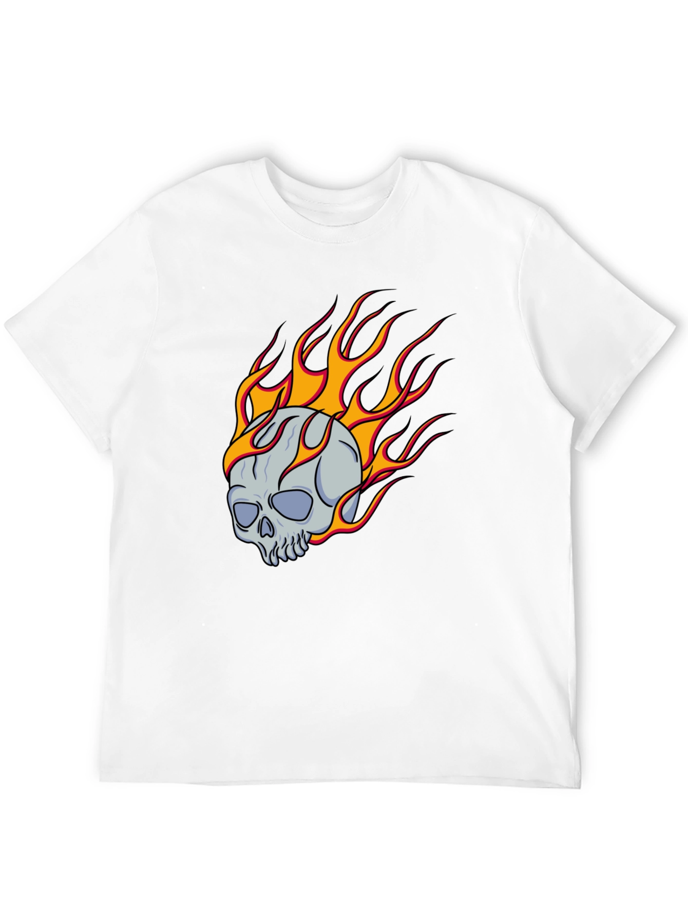 Flaming Skull Graphic Tee - Classic Black
