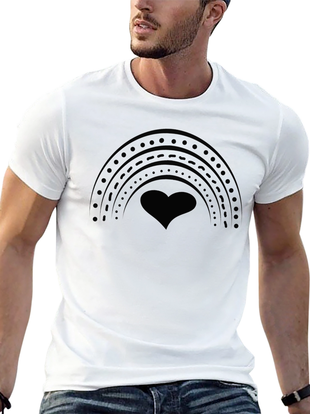 Black Heart Rainbow Graphic T-Shirt