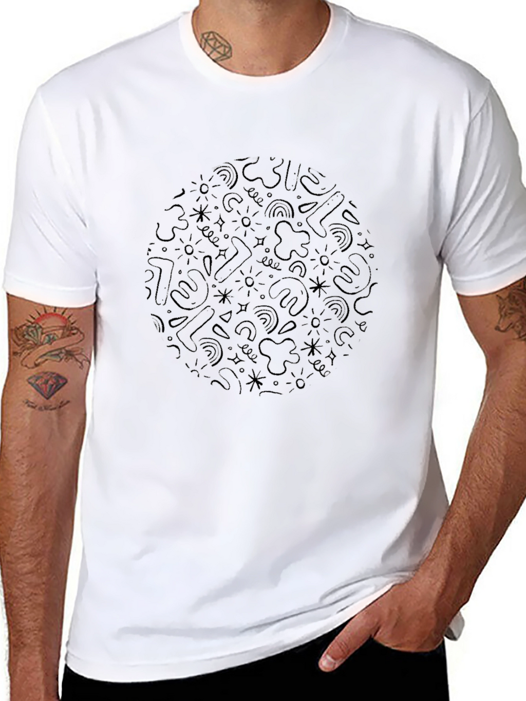 Abstract Pattern Black T-Shirt