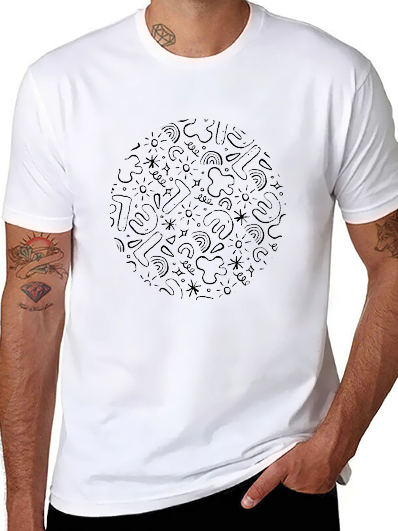 Abstract Pattern Black T-Shirt