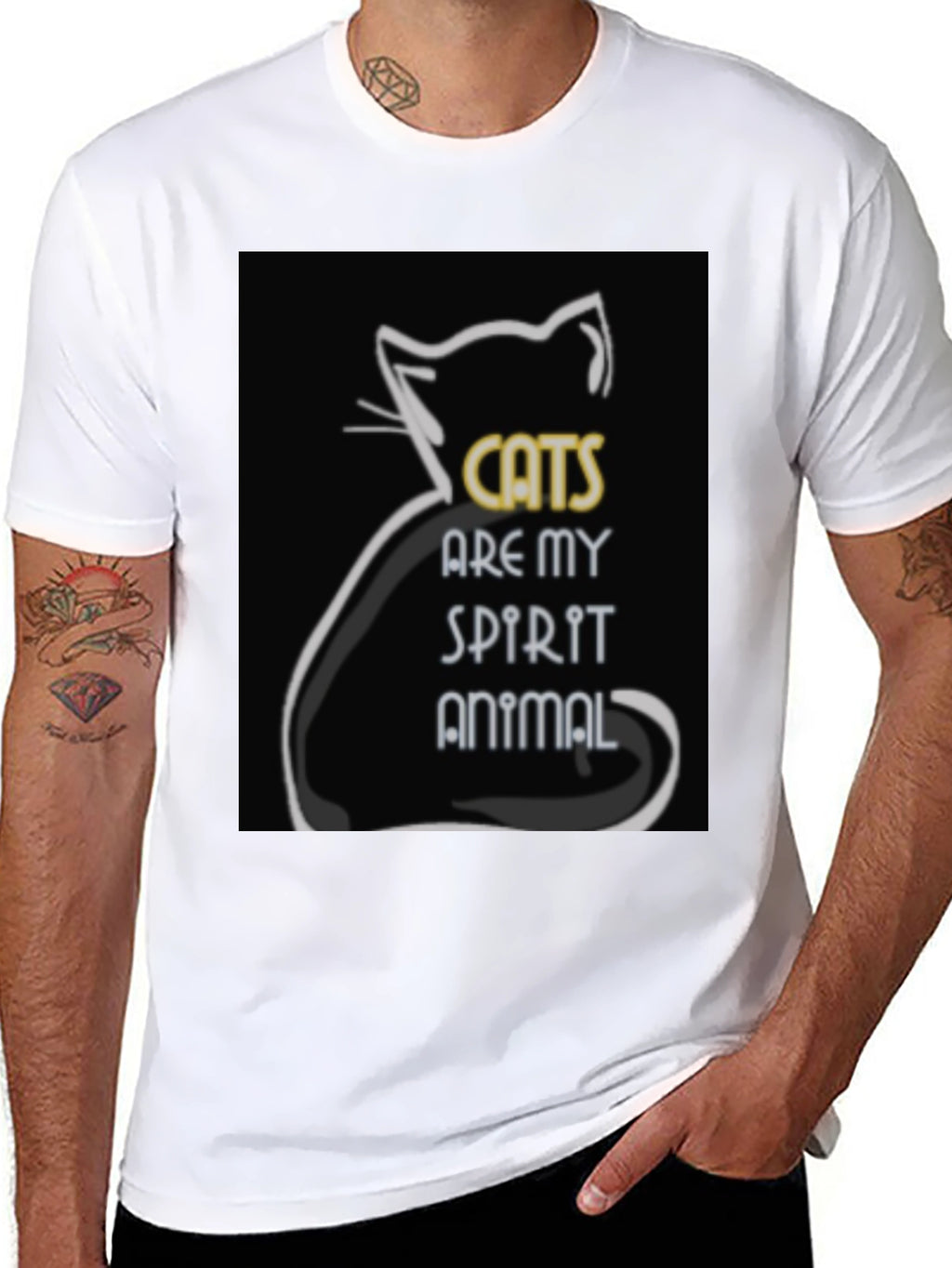 Cats are My Spirit Animal Black Graphic Tee