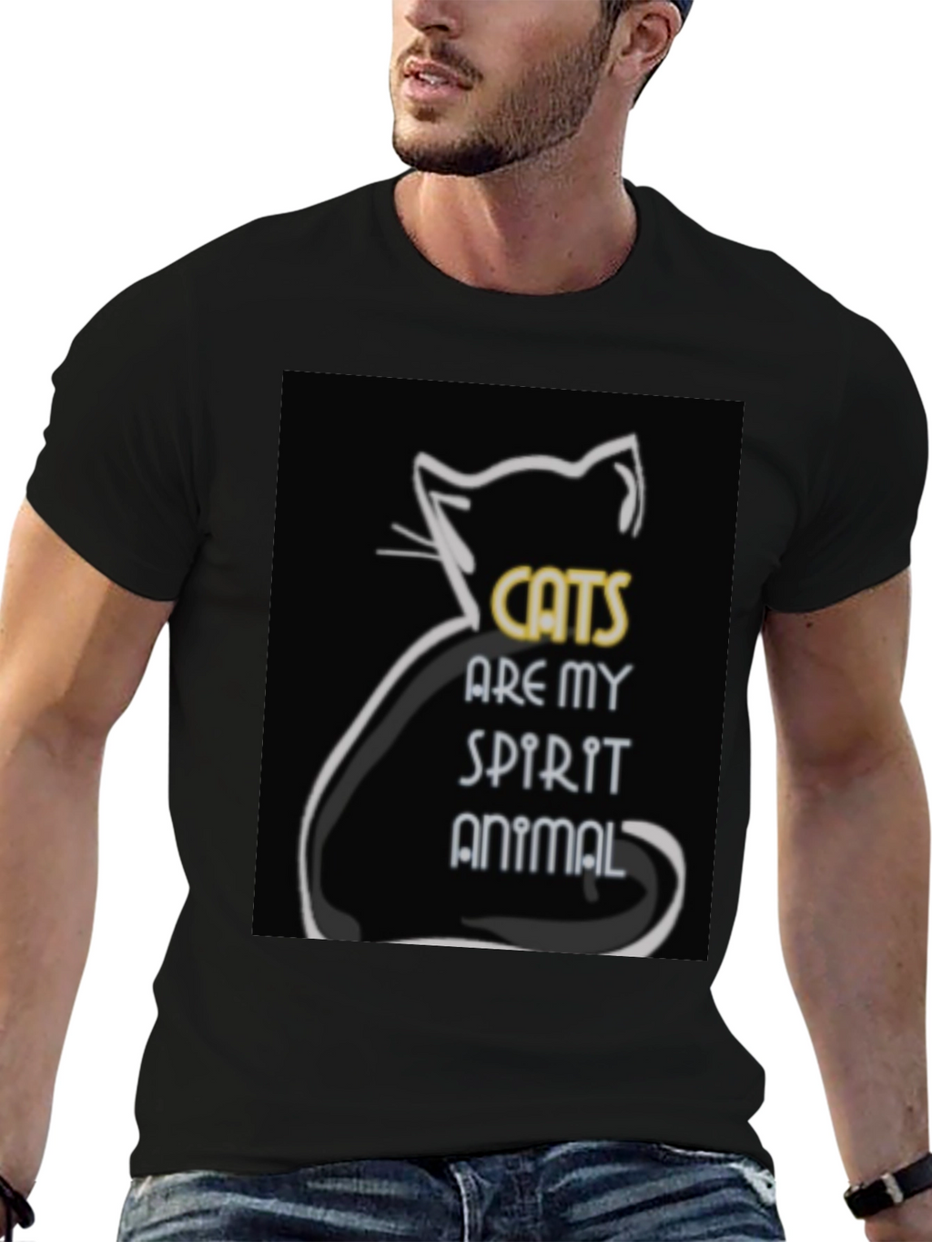 Cats are My Spirit Animal Black Graphic Tee