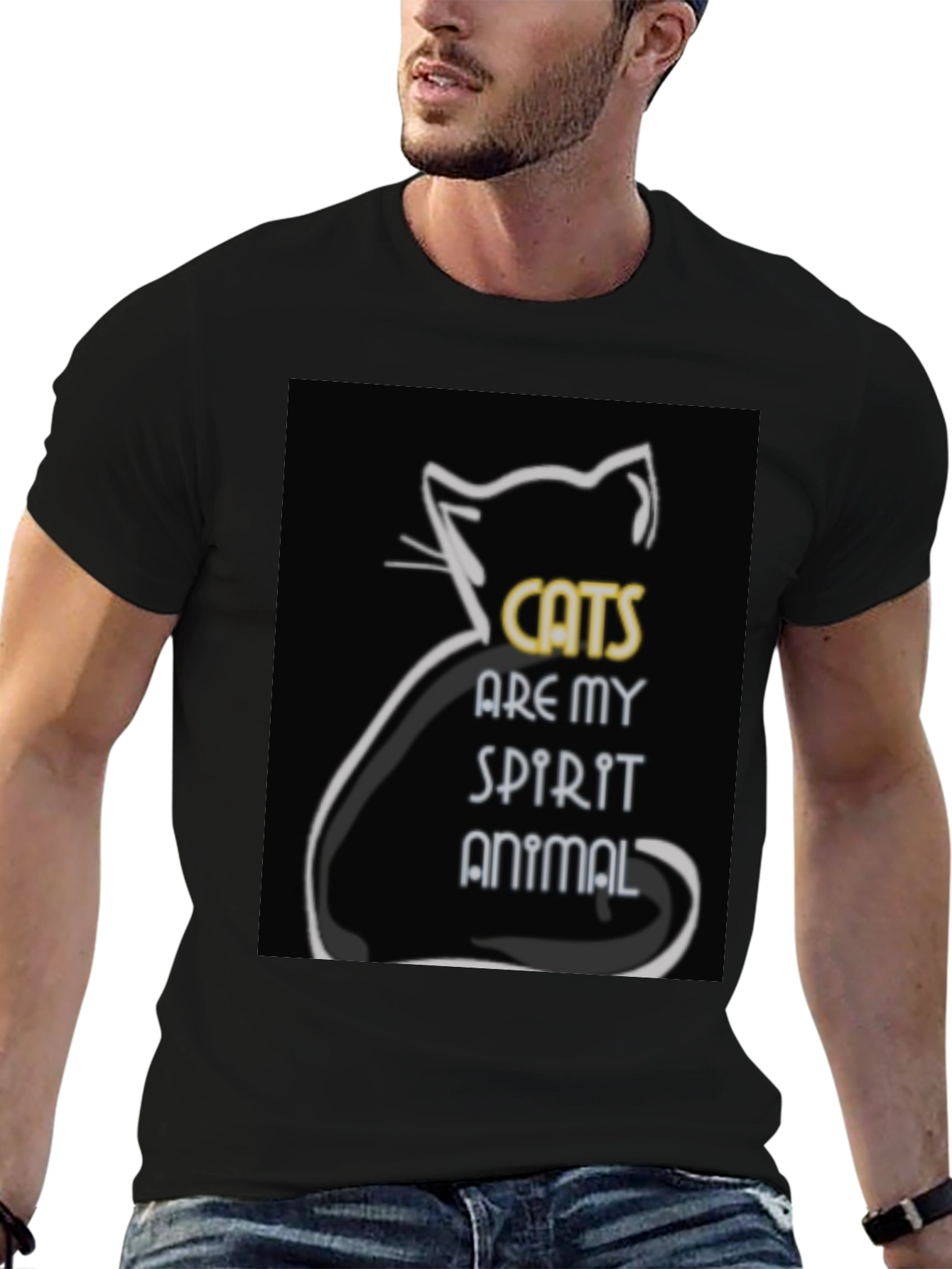 Cats are My Spirit Animal Black Graphic Tee