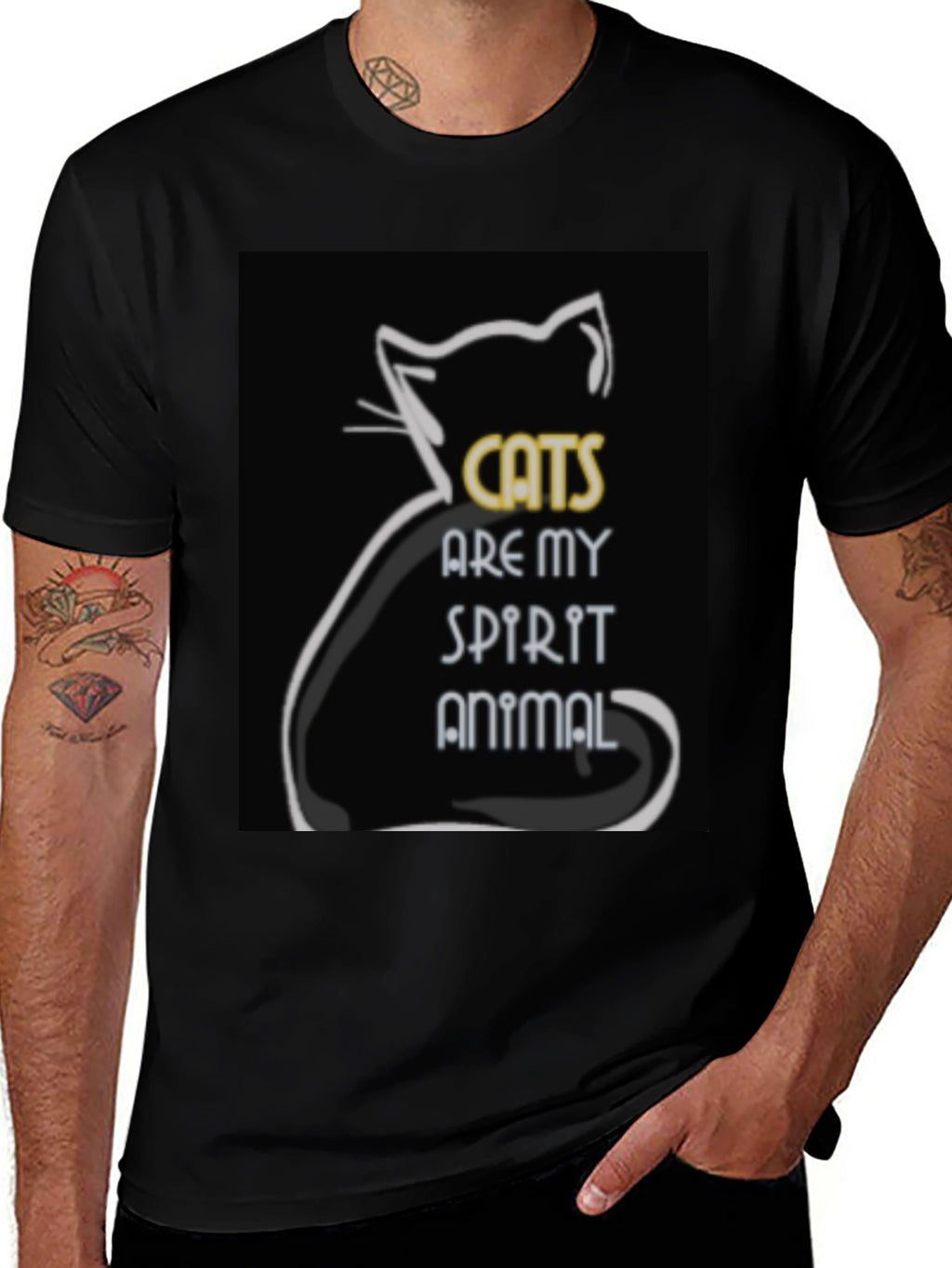 Cats are My Spirit Animal Black Graphic Tee